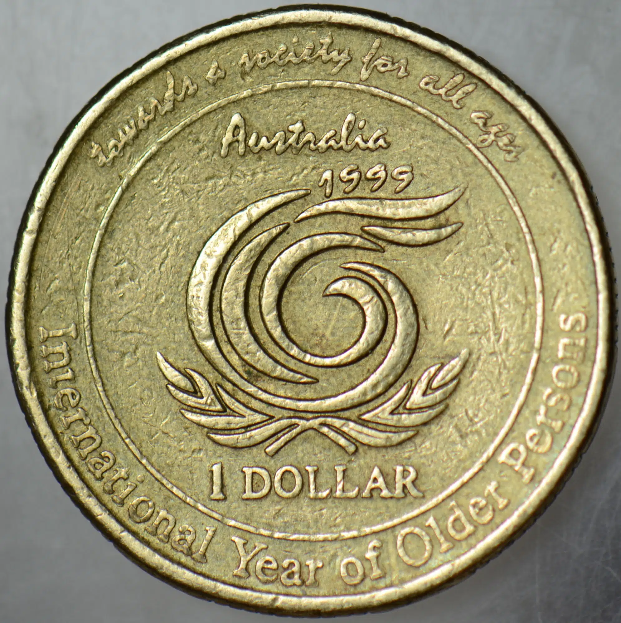 AVUSTRALYA 1 DOLAR 1999 HATIRA-ULUSLARARASI YAŞLILAR YILI. KRALİÇE II. ELİZABETH.