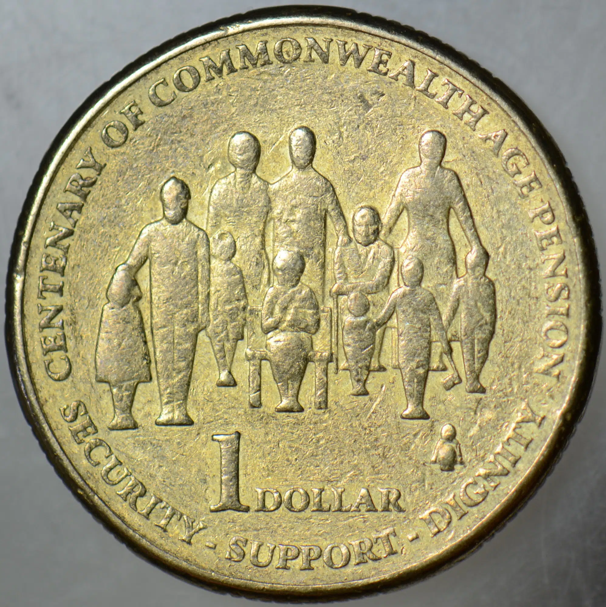 AVUSTRALYA 1 DOLAR 2009 HATIRA-YAŞLILIK MAAŞI 100. YILI. KRALİÇE II. ELİZABETH.