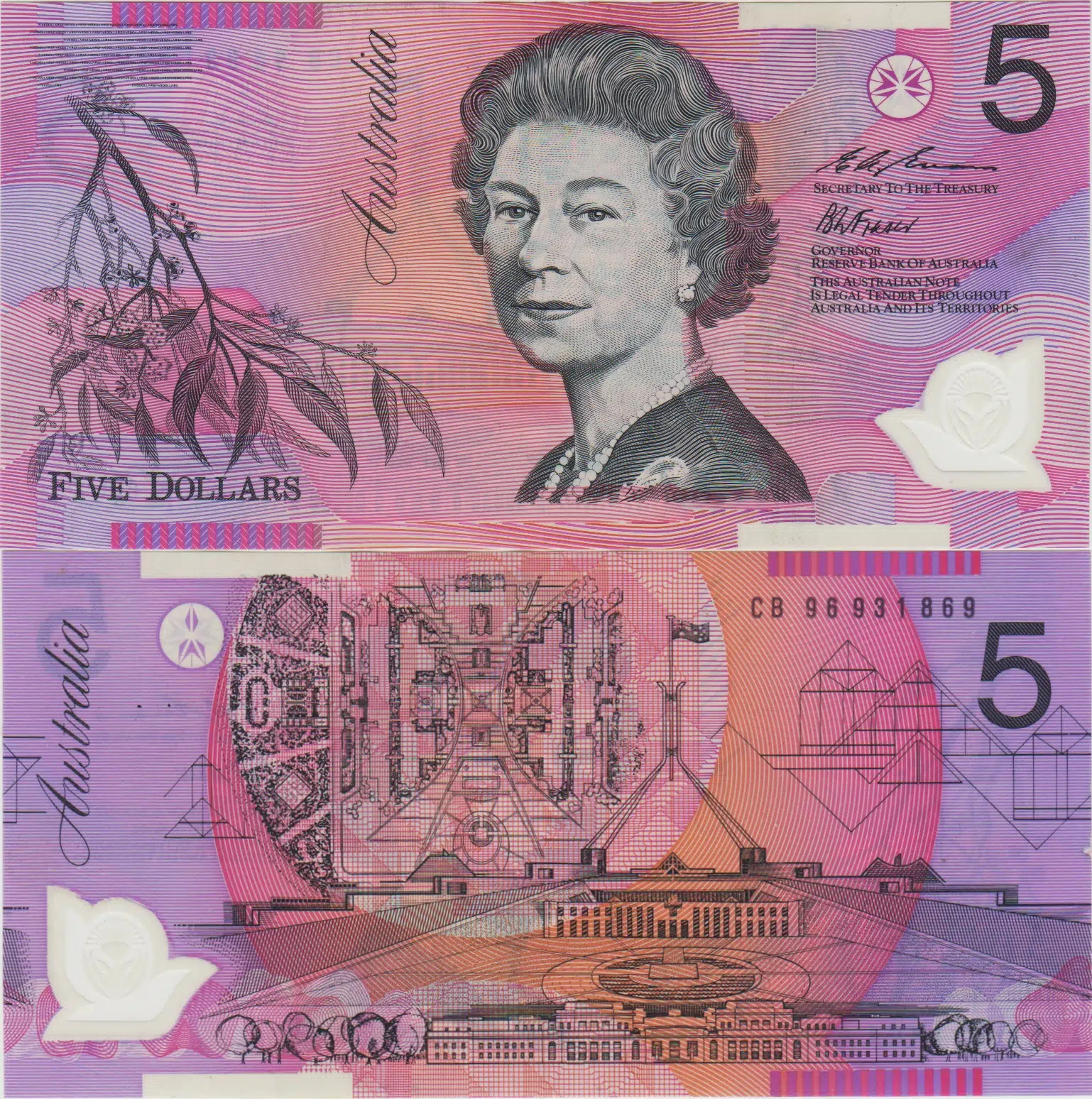 AVUSTRALYA 5 DOLAR 1996 Pick 51a AZ ÇIKAR. KRALİÇE II. ELİZABETH. POLYMER. ÇİLALTI+