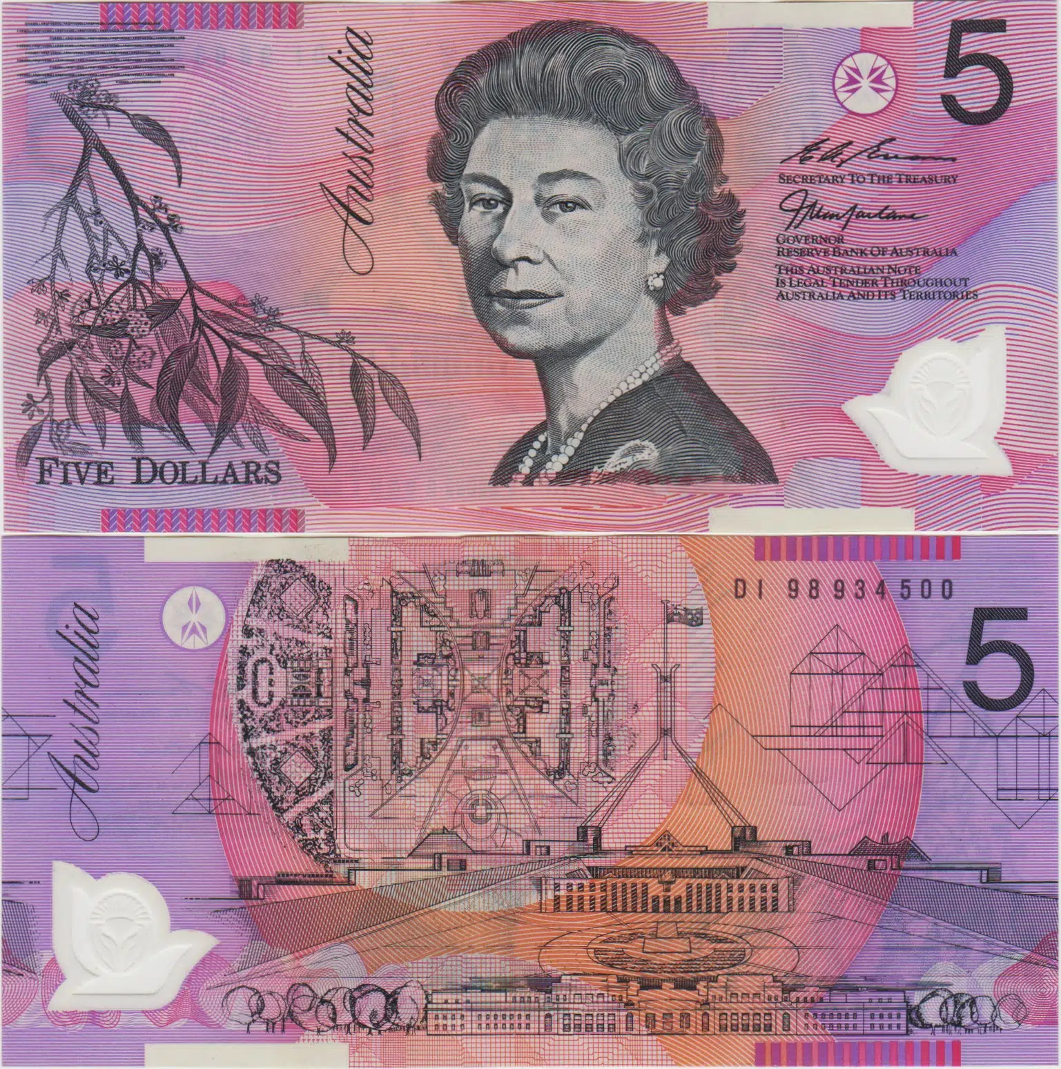 AVUSTRALYA 5 DOLAR 1998 KRALİÇE II. ELİZABETH BÜSTLÜ POLYMER. Pick 51c. ÇİLALTI+