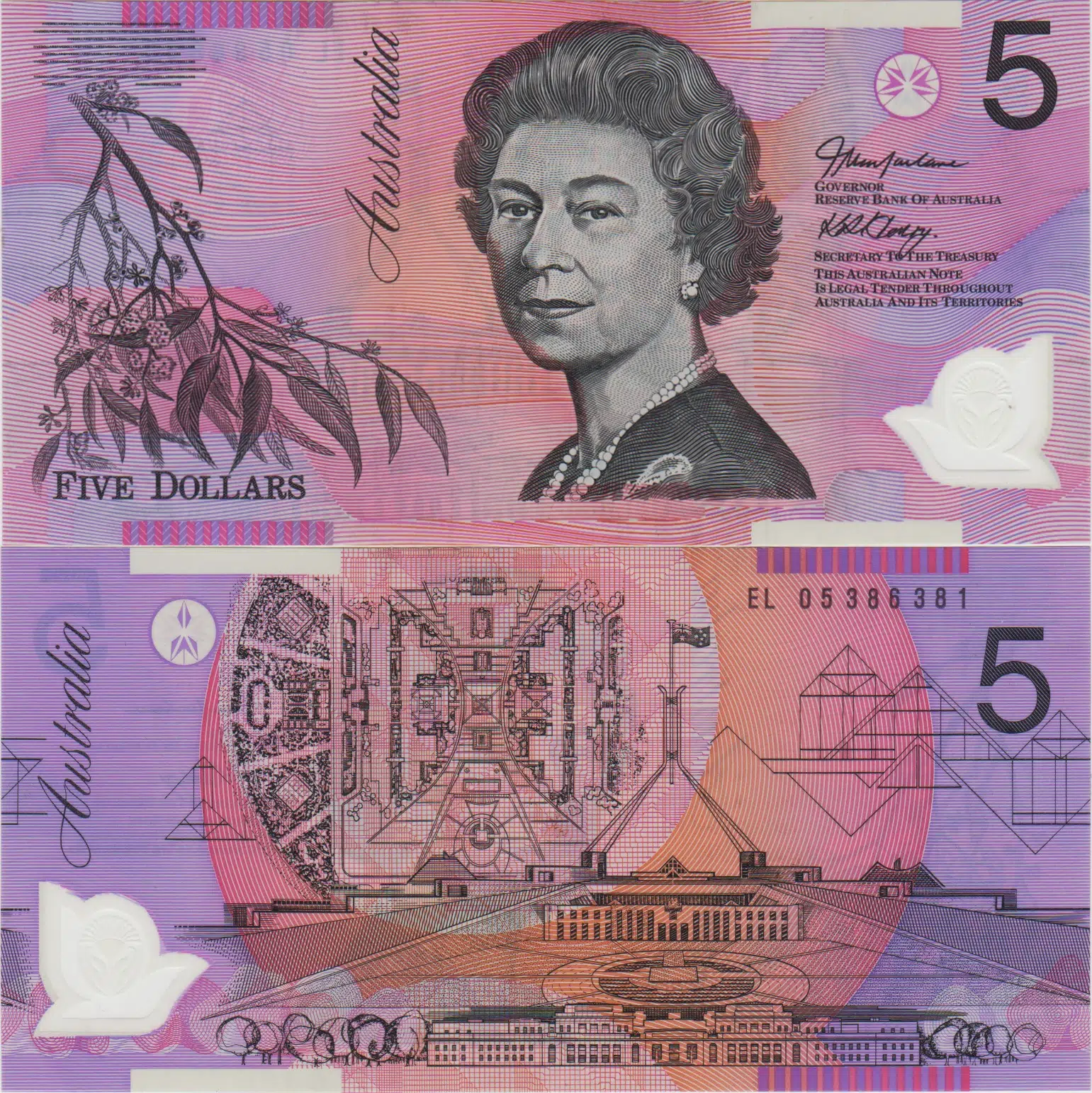 AVUSTRALYA 5 DOLAR 2005 Pick 57c. KRALİÇE II. ELİZABETH. POLYMER. ÇİLALTI++
