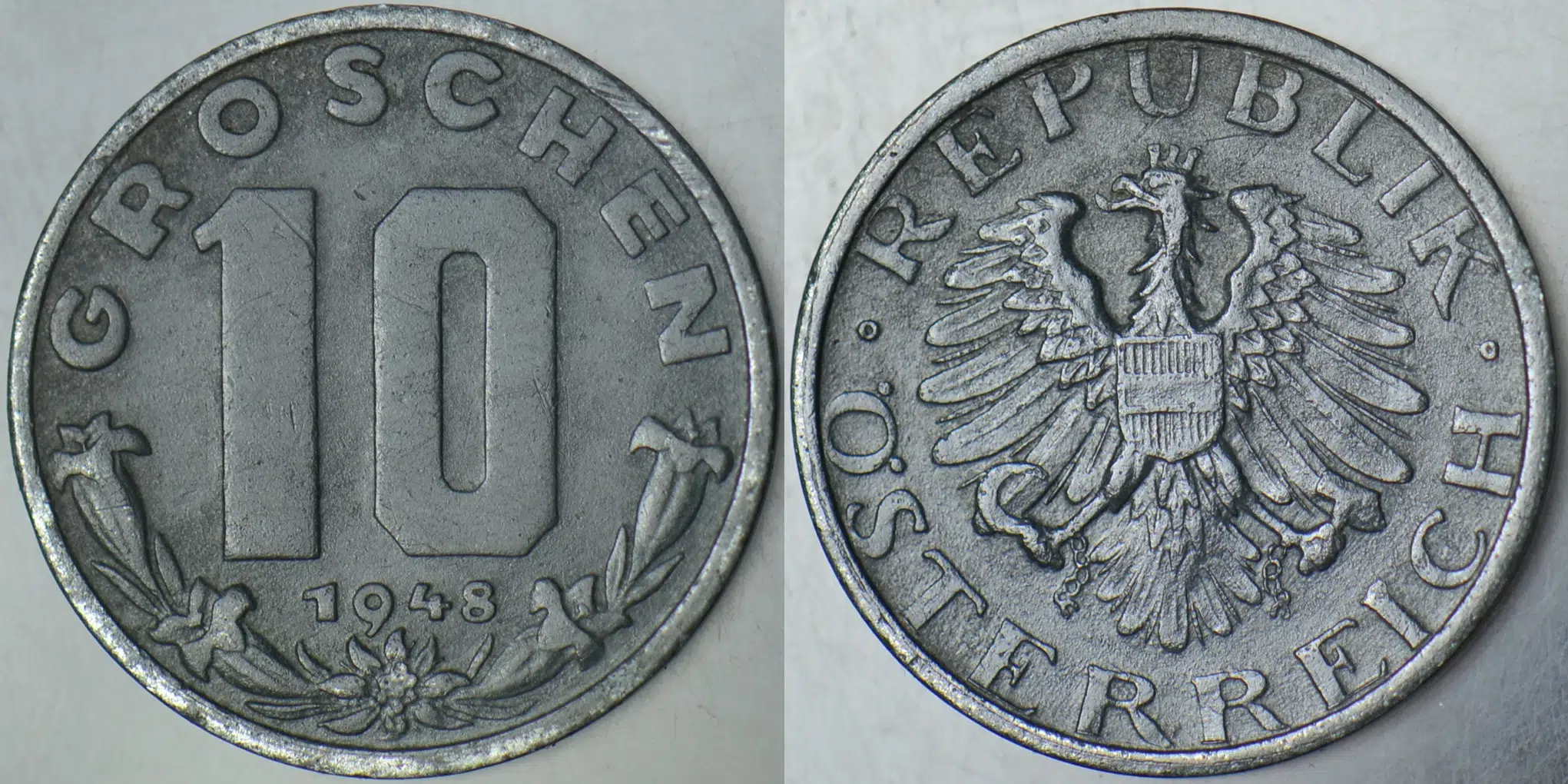 AVUSTURYA 10 GROSCHEN 1948 ÇİNKO.