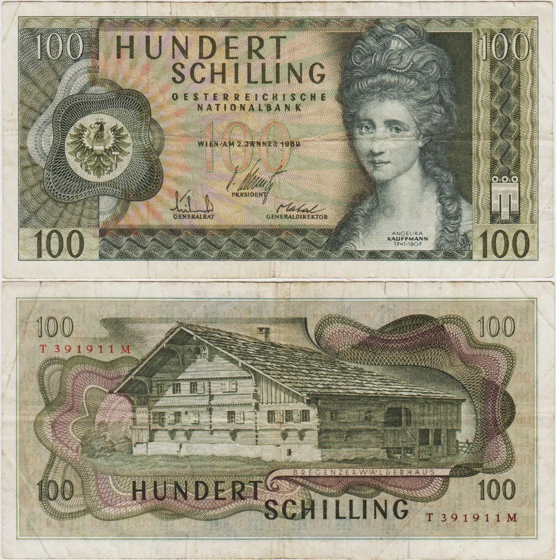 AVUSTURYA 100 ŞİLİN 1969 ÇOK TEMİZ.