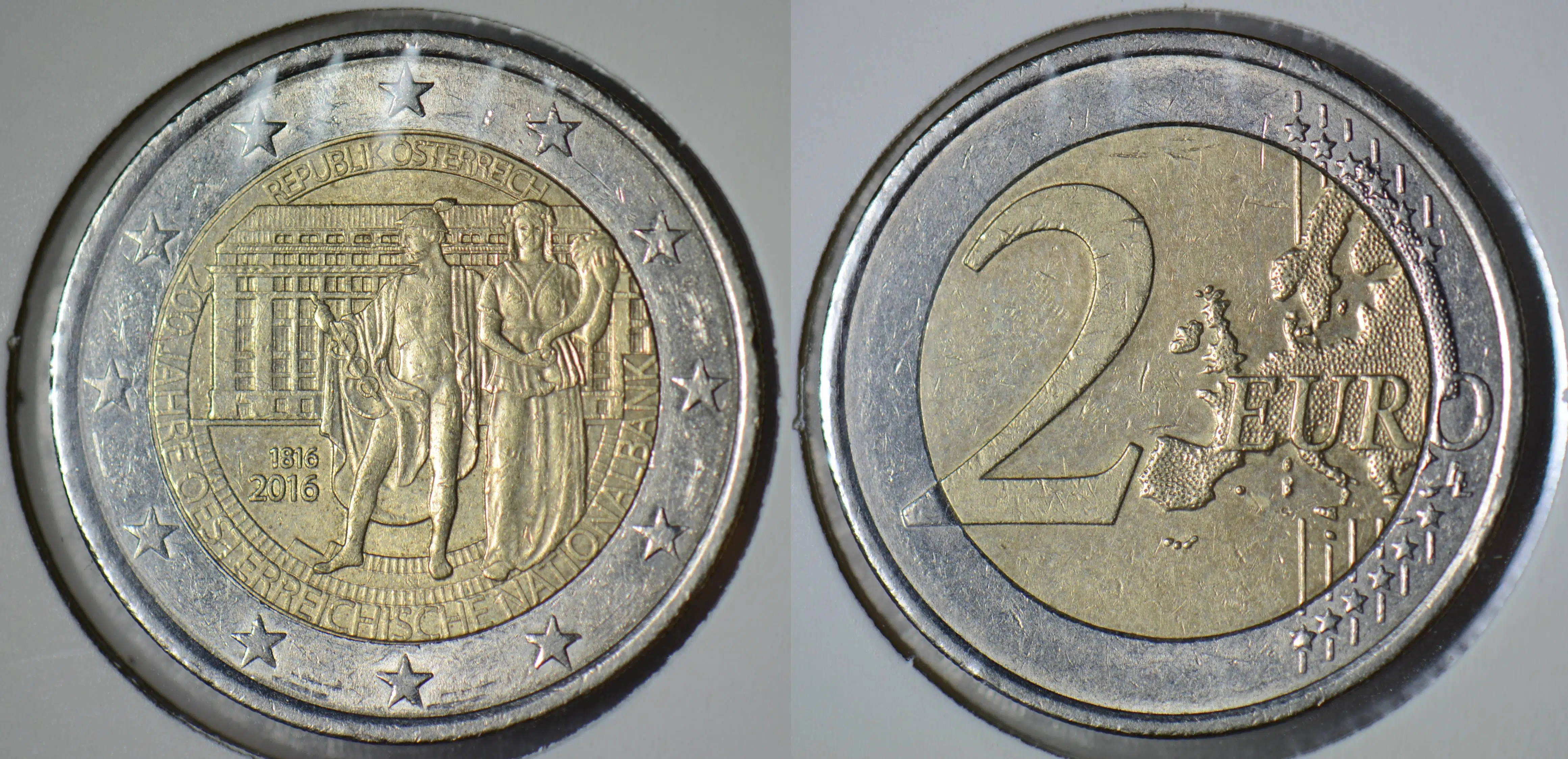 AVUSTURYA 2 EURO 2016 HATIRA-ULUSAL BANKANIN 100. YILI. KAPAMADA.