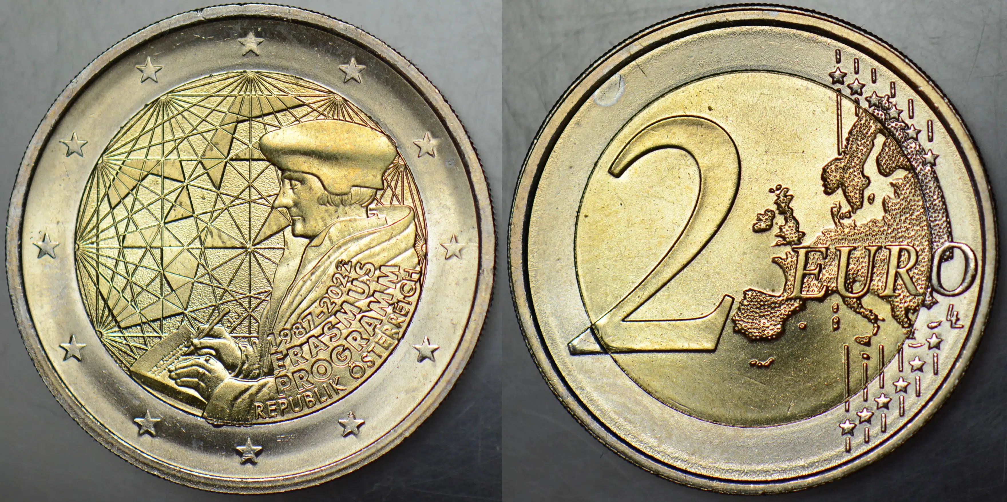 AVUSTURYA 2 EURO 2022 HATIRA-ERASMUS. ÇİL KONDİSYON.