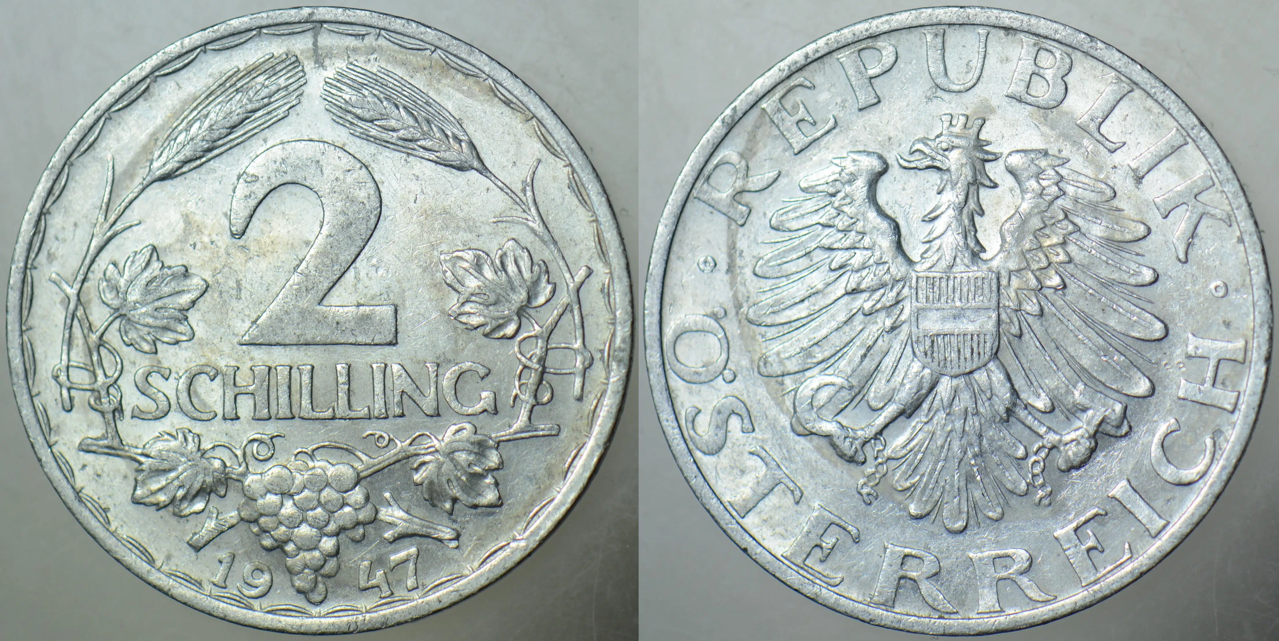 AVUSTURYA 2 ŞİLİN 1947 ALÜMİNYUM. AZ ÇIKAR. 28 mm ÇİLALTI.