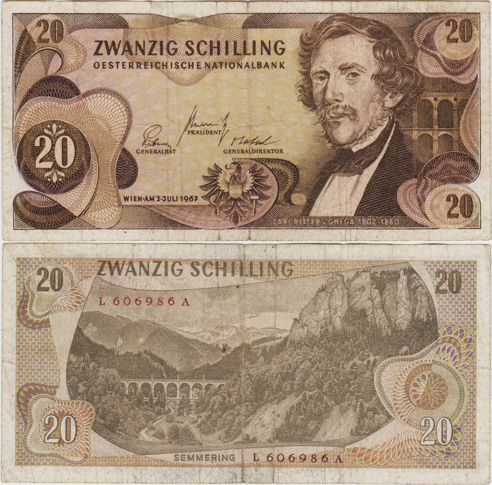 AVUSTURYA 20 ŞİLİN 1967 ÇOK TEMİZ.