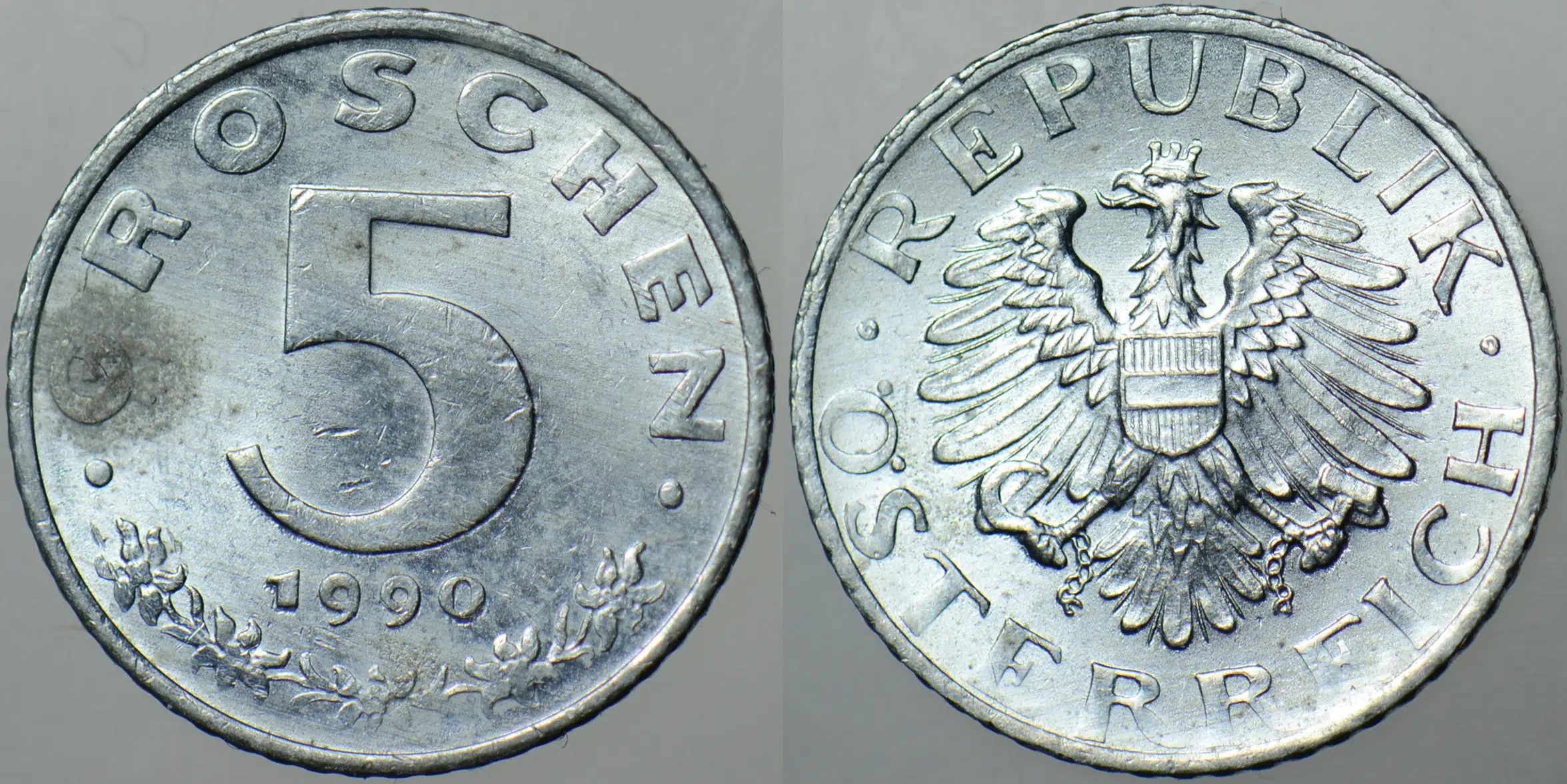 AVUSTURYA 5 GROSCHEN 1990 ÇİNKO ÇİL(-)