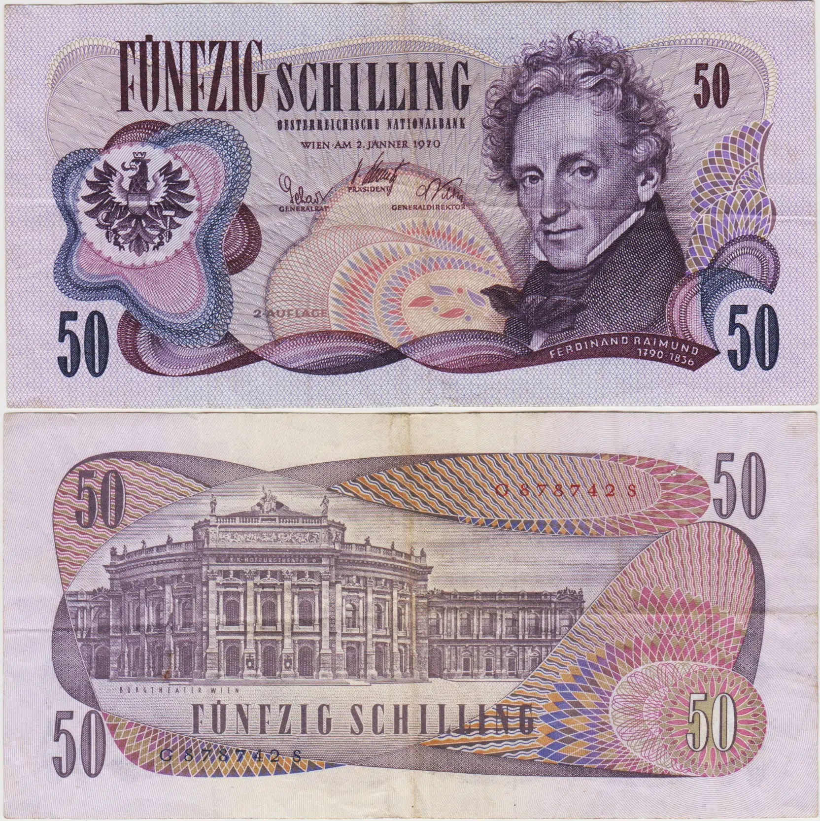 AVUSTURYA 50 ŞİLİN 1970 ÇOK TEMİZ.