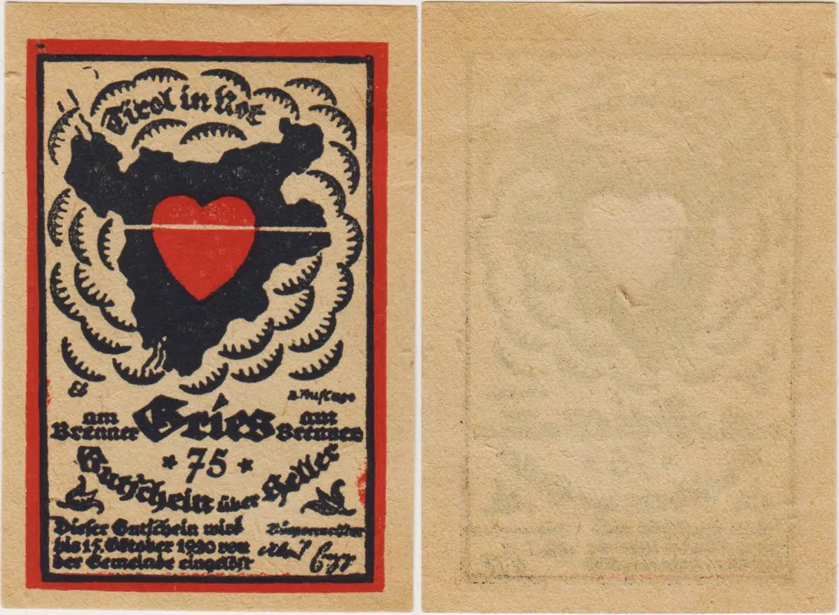 AVUSTURYA 75 HELLER 1920 NOTGELD-GRİES AM BRENNER. ÇİL(-)