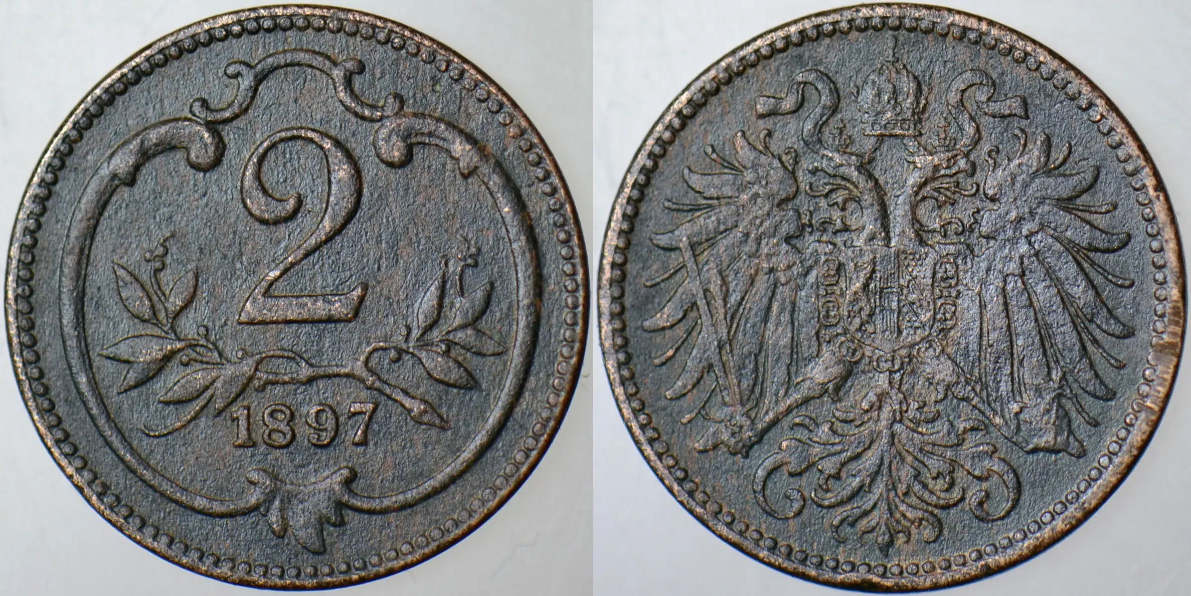 AVUSTURYA MACARİSTAN İMPARATORLUĞU 2 HELLER 1897.