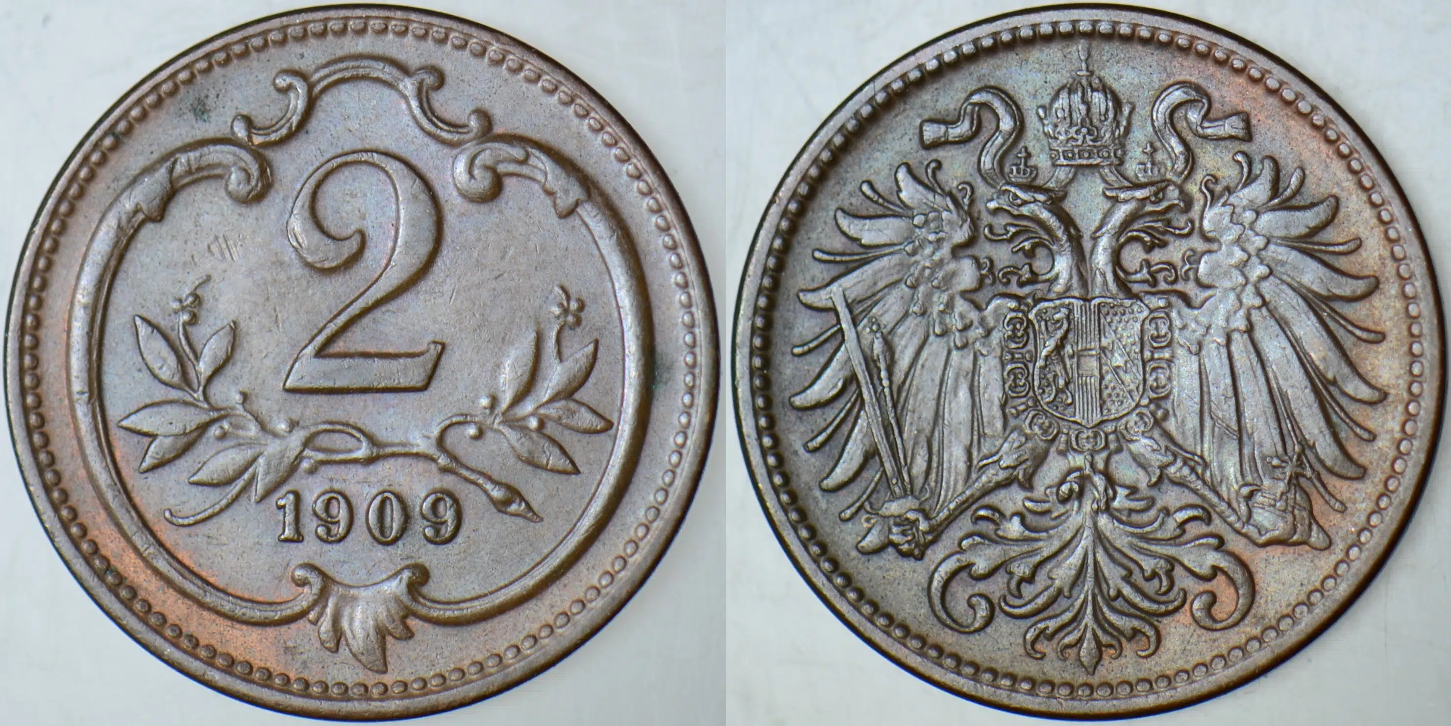 AVUSTURYA MACARİSTAN İMPARATORLUĞU 2 HELLER 1909 ÇİLALTI.