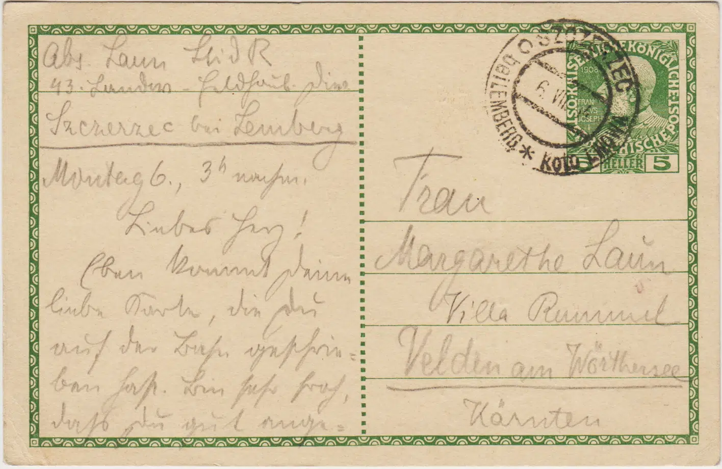 AVUSTURYA POSTADAN GEÇMİŞ KARTPOSTAL 1914. (1)