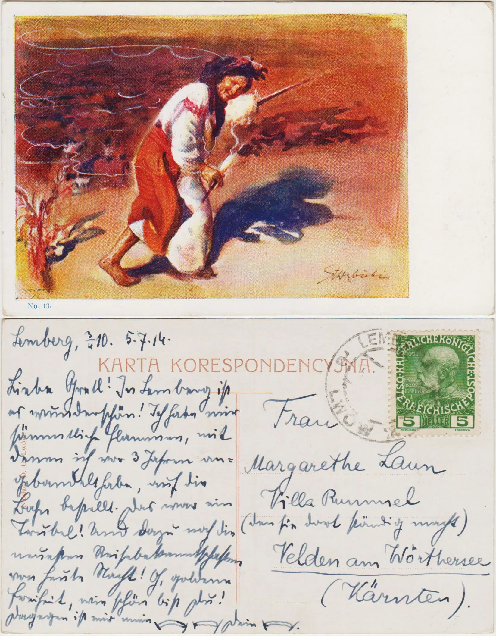 AVUSTURYA POSTADAN GEÇMİŞ KARTPOSTAL 1914. (3)