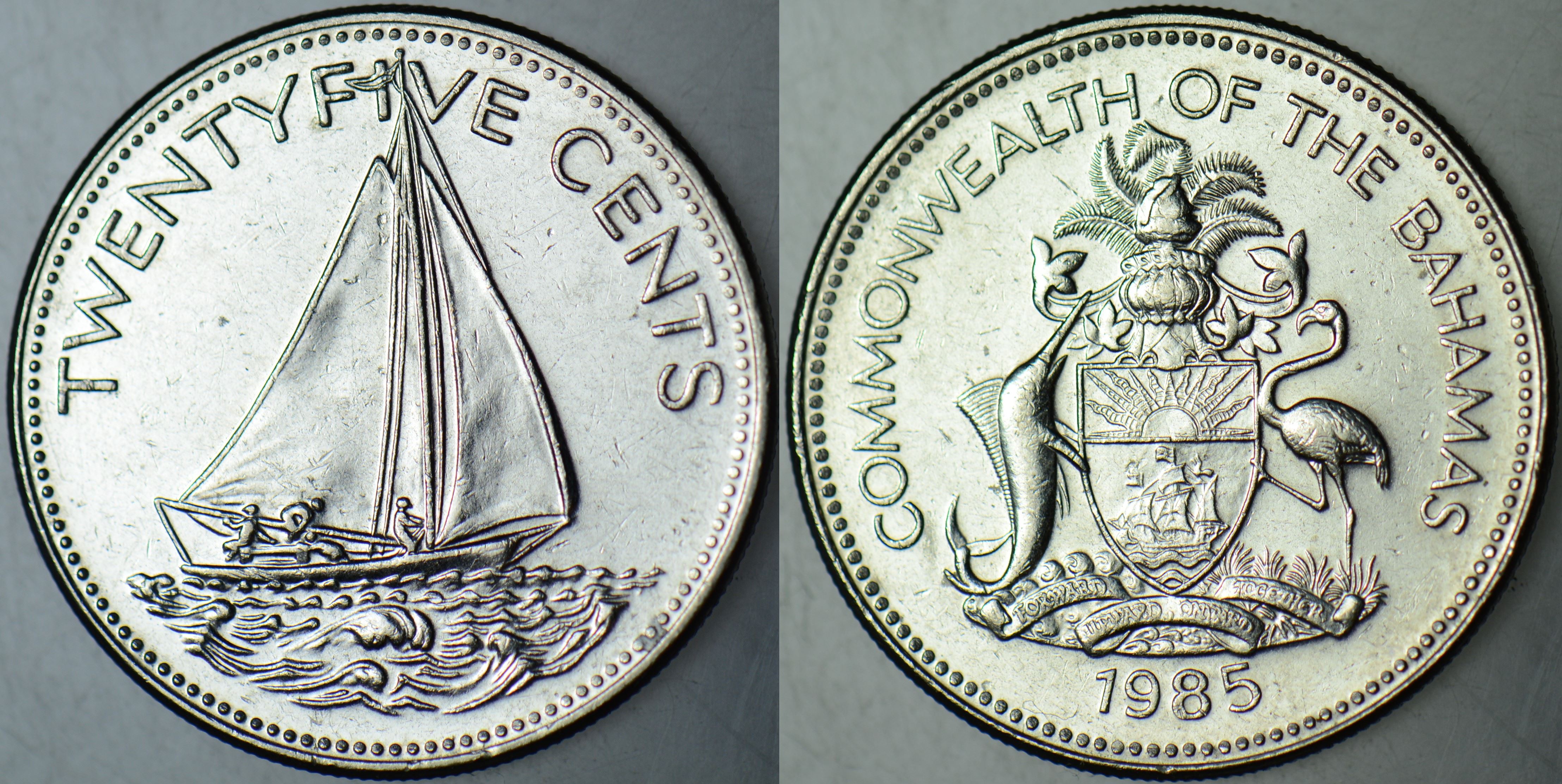 BAHAMALAR 25 CENT 1998 YELKENLİ TEKNE TEMALI.