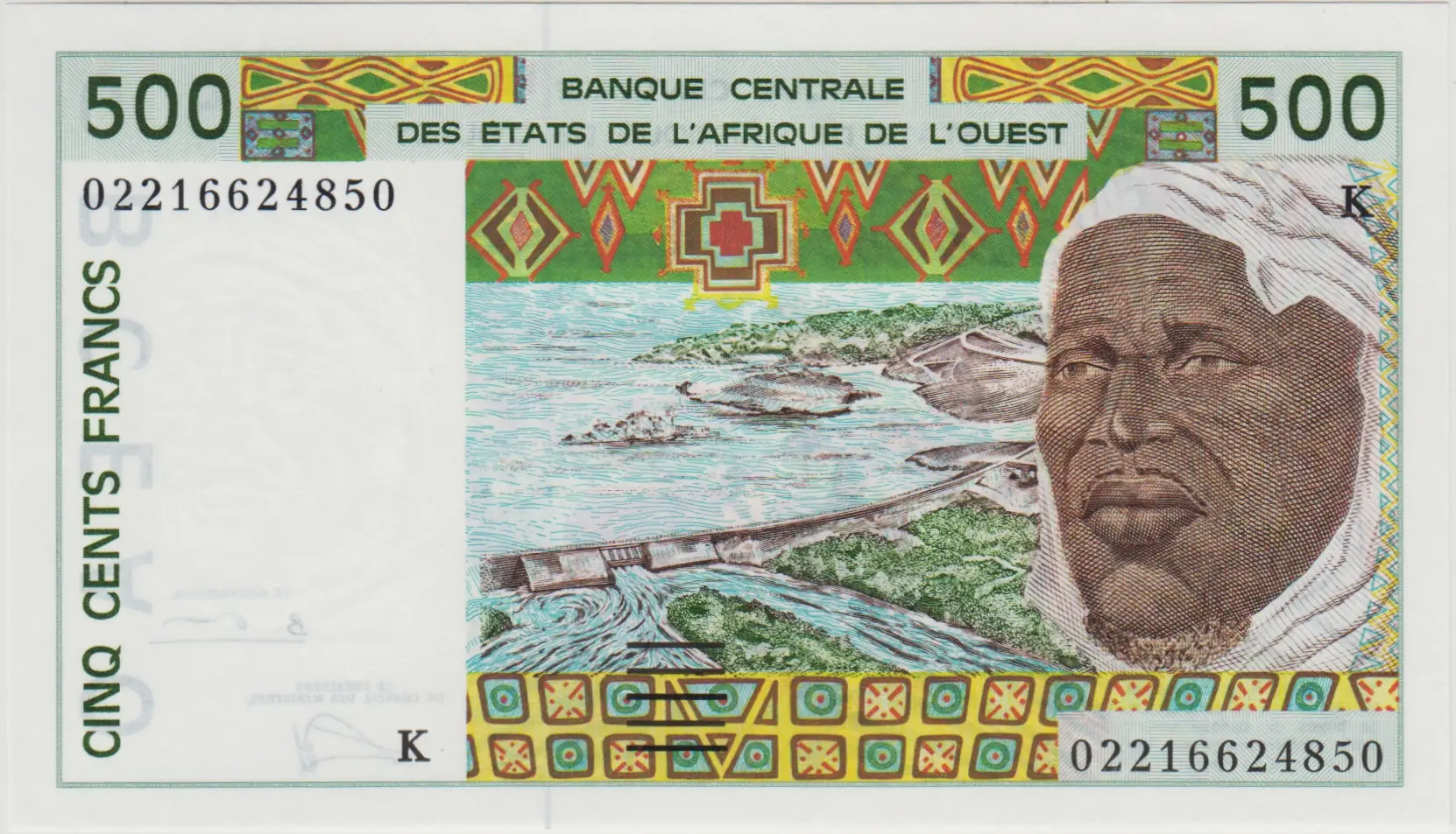 BATI AFRİKA DEVLETLERİ 500 CFA FRANK 2002 K=SENEGAL. ÇİL.