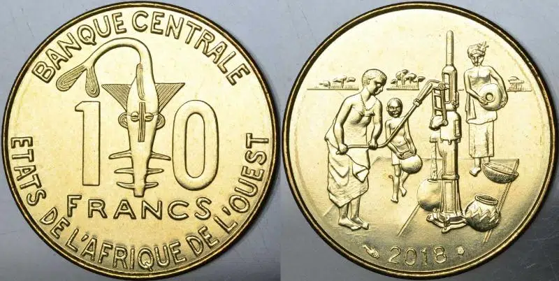 BATI AFRİKA DEVLETLERİ PARA BİRLİĞİ 10 FRANK 2018. 10 CFA FRANK. ÇİL KONDİSYON.