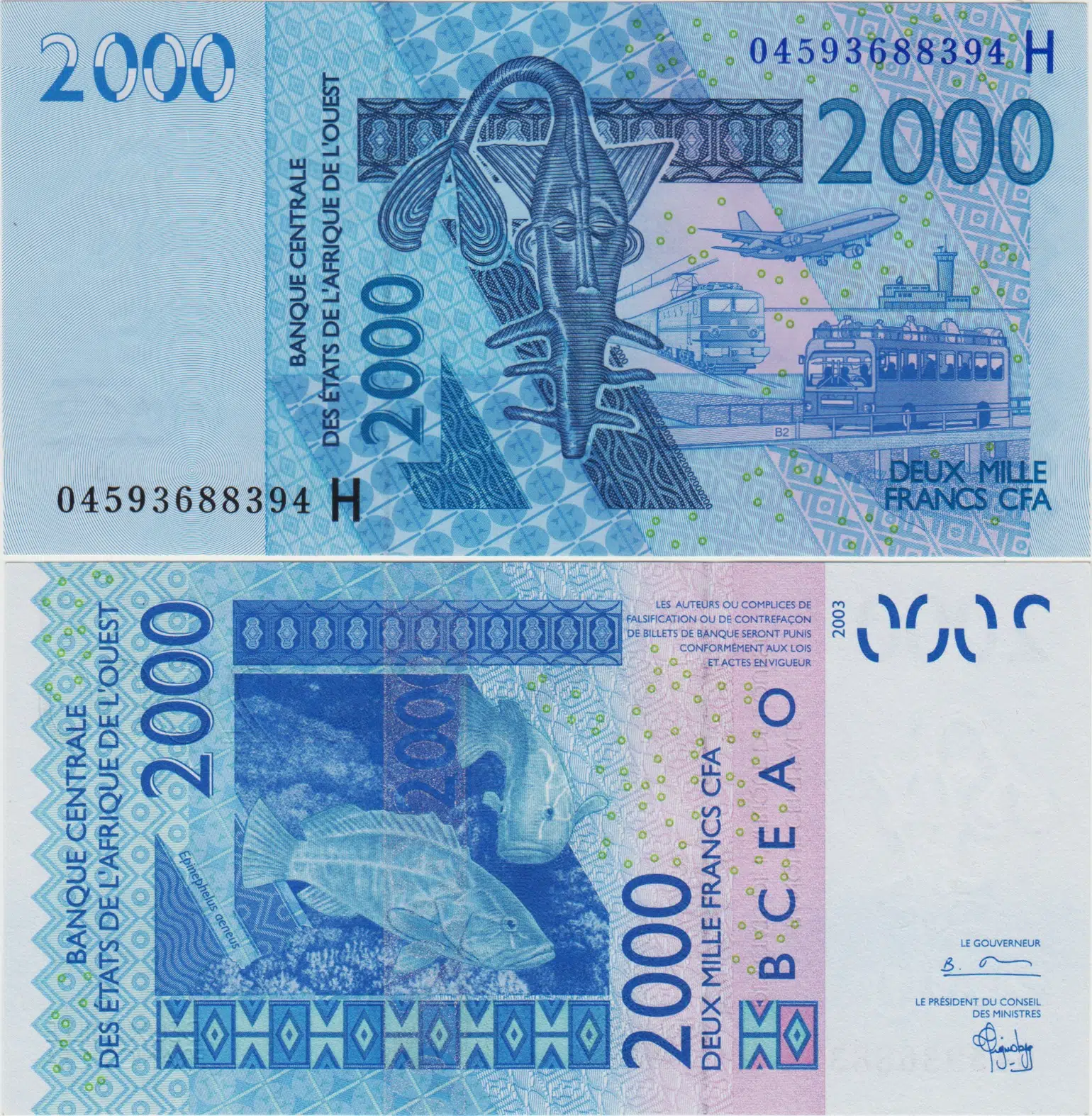 BATI AFRİKA PARA BİRLİĞİ 2000 FRANK 2004 H=NİJER. CFA FRANGI. DESTE İZİ MEVCUT ÇİL.