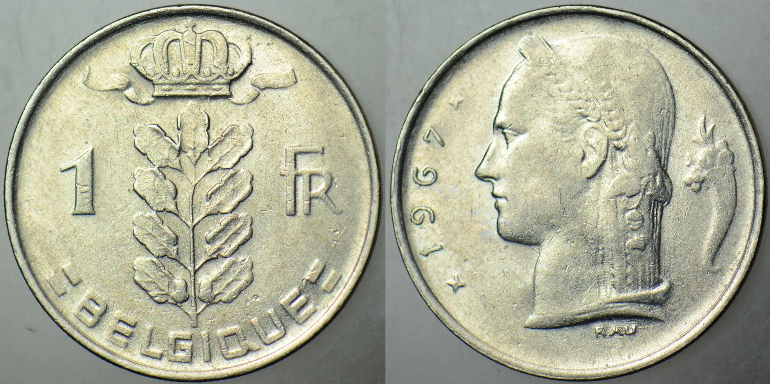 BELÇİKA 1 FRANK 1967 BELGIQUE. ÇİLALTI.