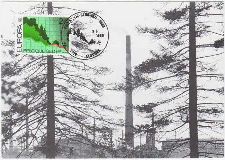BELÇİKA 1986 DOĞAYI VE ÇEVREYİ KORUMA TEMALI ÖZEL DAMGALI EUROCEPT PULLU POSTA KARTI ANTİYE.
