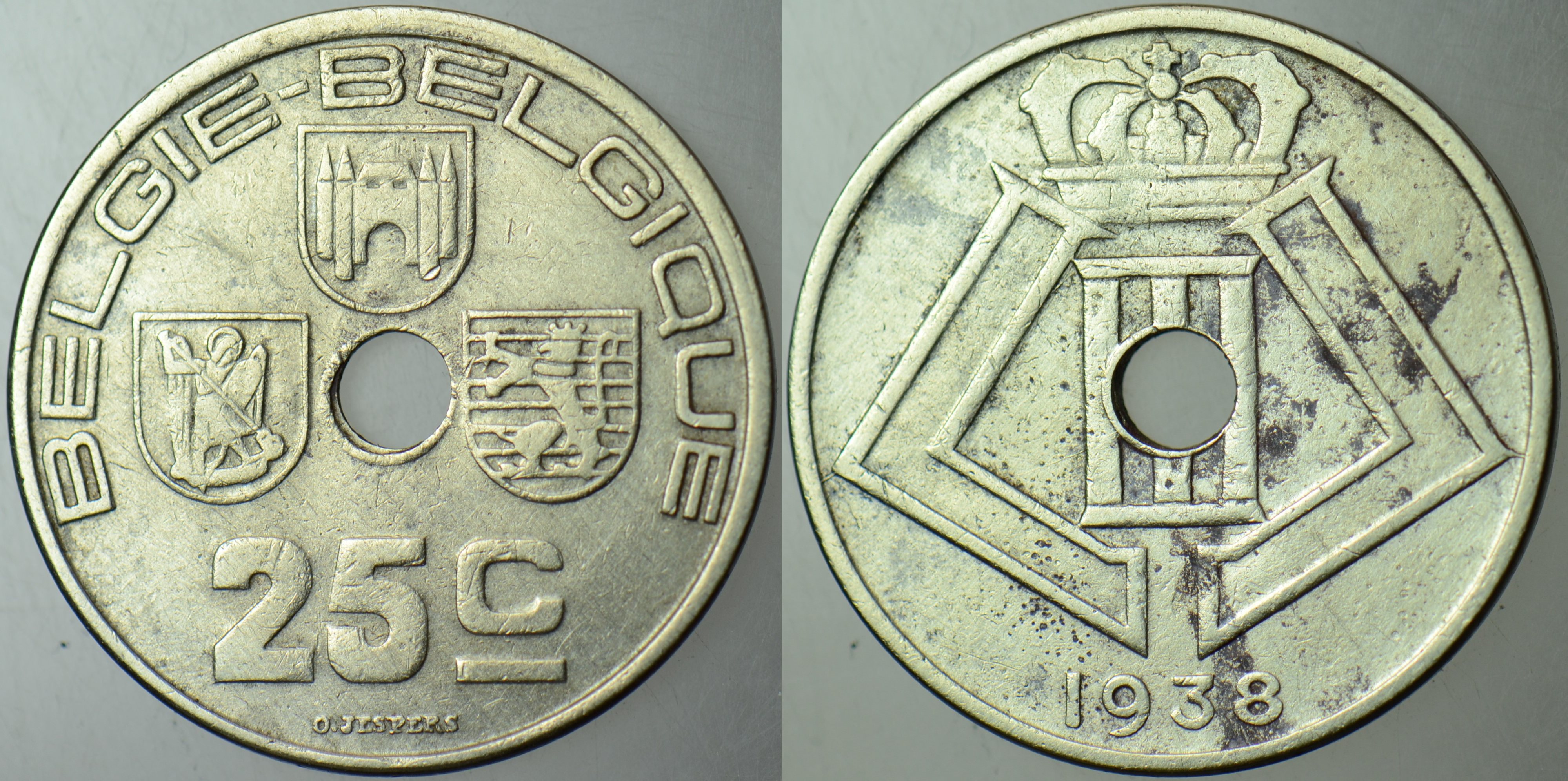 BELÇİKA 25 CENTİMES 1938.