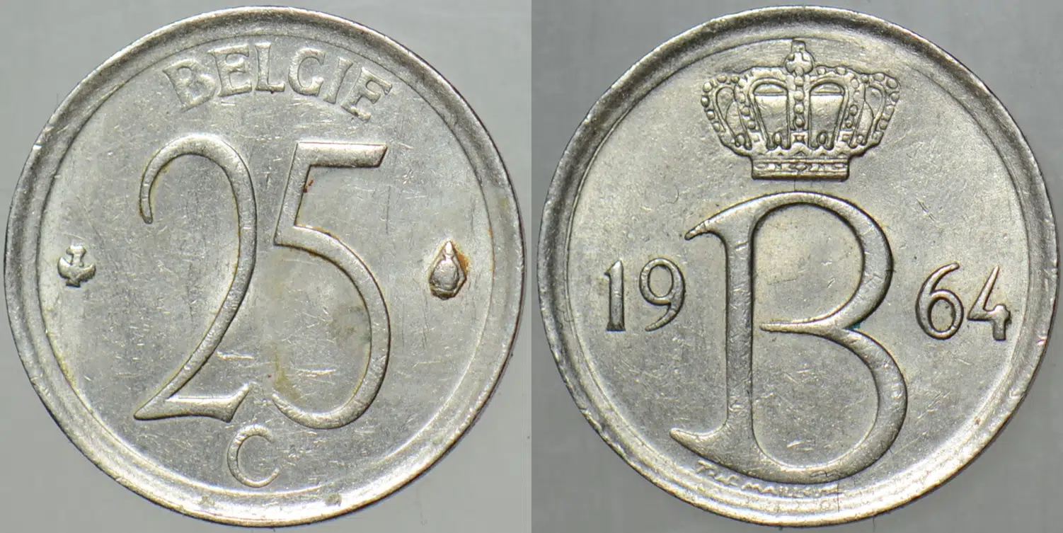 BELÇİKA 25 CENTİMES 1964.