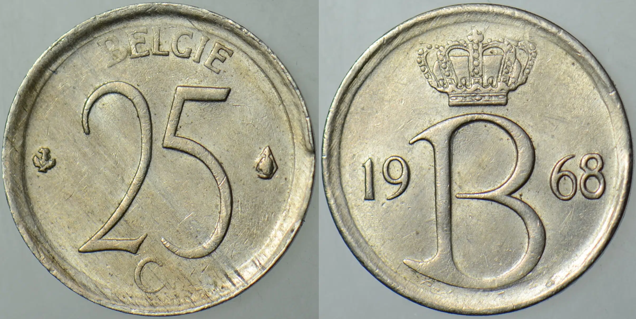 BELÇİKA 25 CENTİMES 1968.