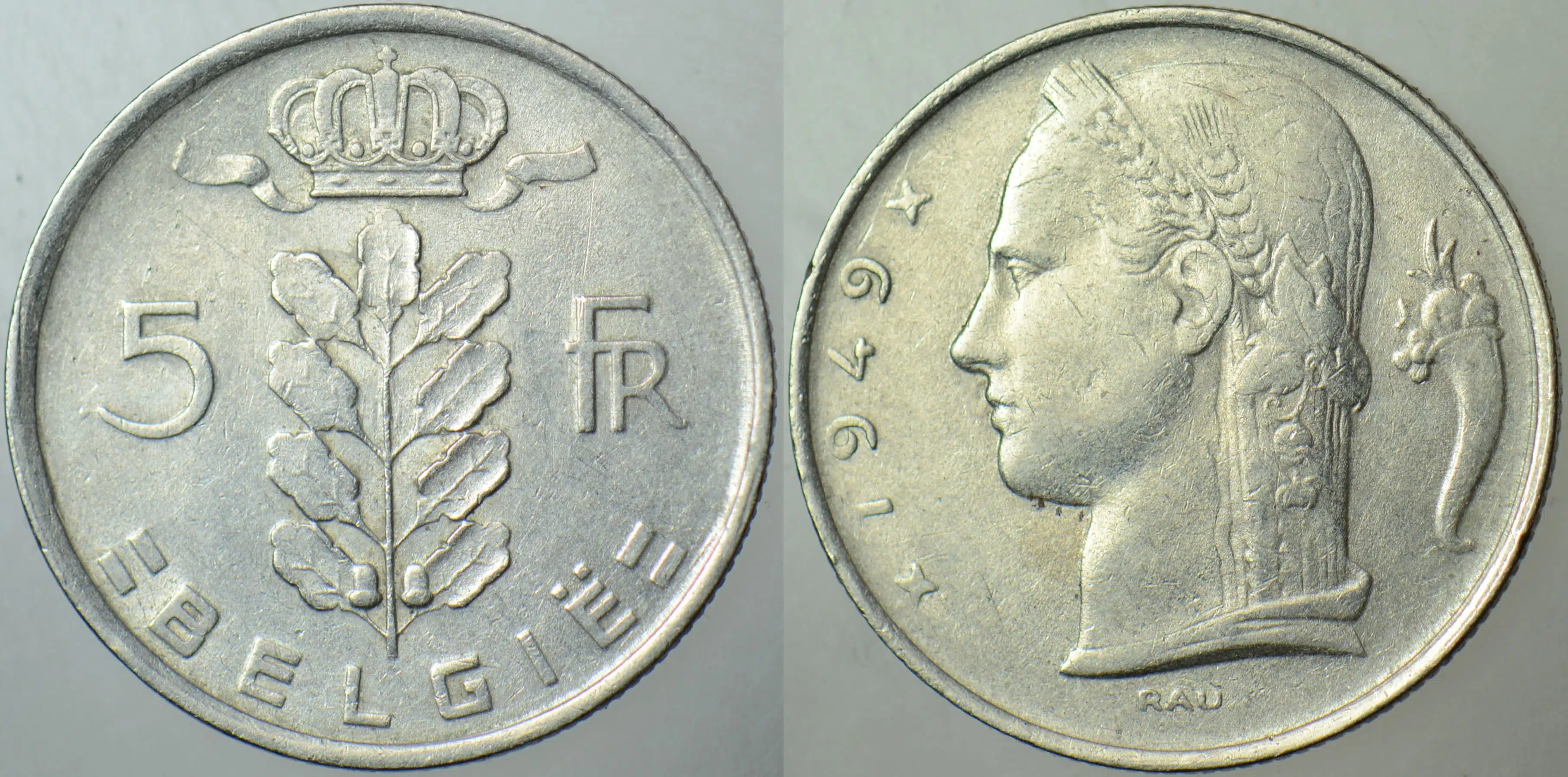 BELÇİKA 5 FRANK 1949 BELGIE.