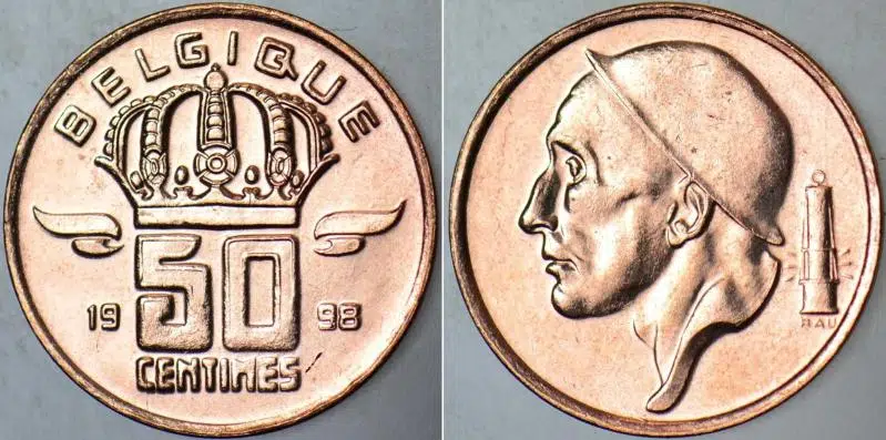 BELÇİKA 50 CENTIMES 1998 BELGIQUE. MADENCİ TEMALI. ÇİL KONDİSYON.