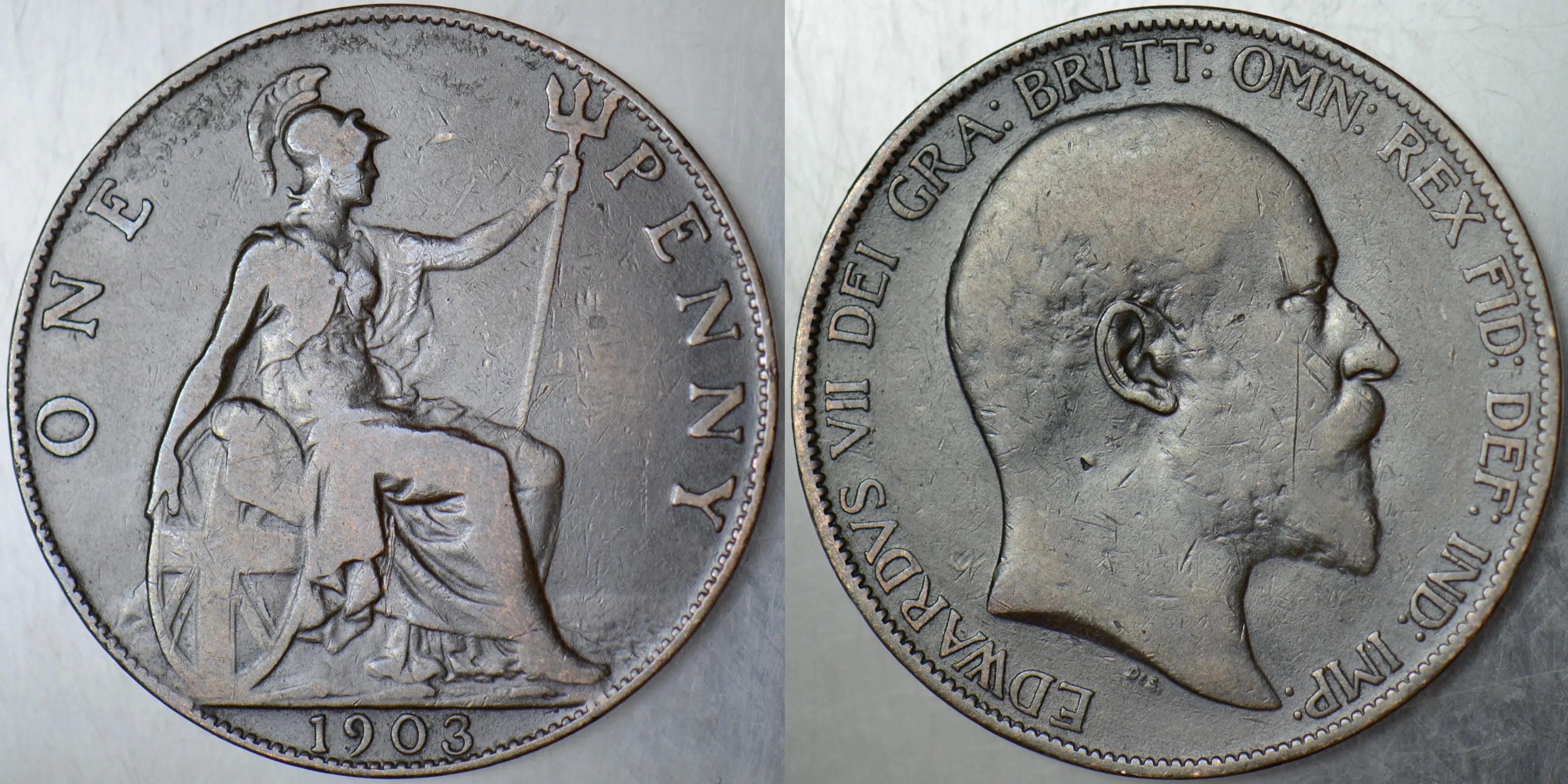 BİRLEŞİK KRALLIK 1 PENNY 1903. KRAL 7. EDWARD DÖNEMİ. 31 mm İNGİLTERE ONE PENNY.
