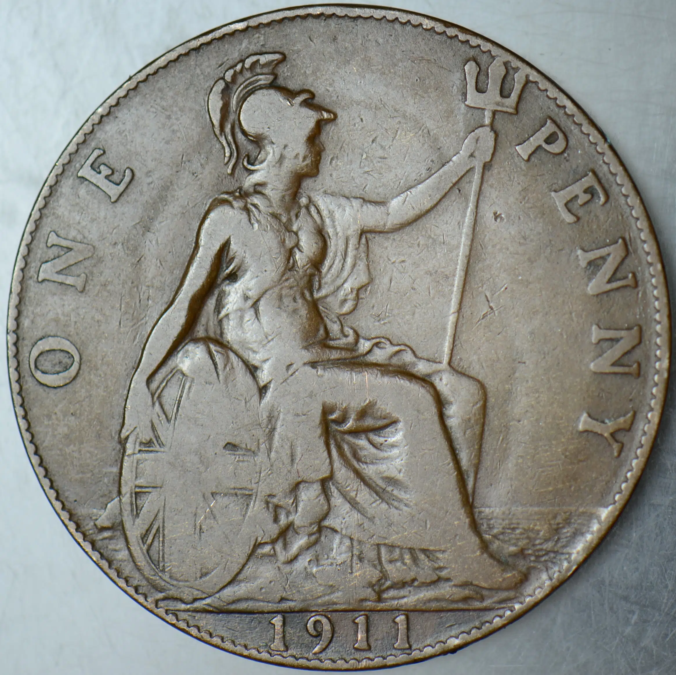 BİRLEŞİK KRALLIK 1 PENNY 1911 KRAL 5. GEORGE DÖNEMİ. 31 mm İNGİLTERE.