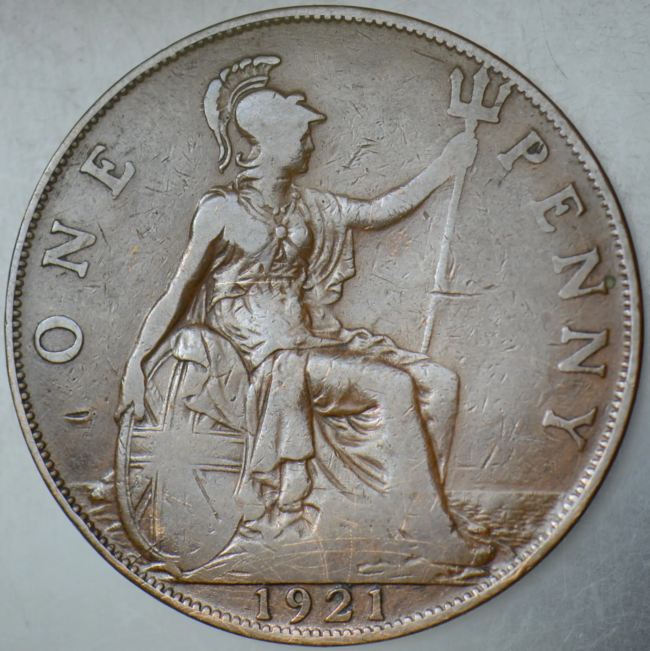 BİRLEŞİK KRALLIK 1 PENNY 1921 KRAL 5. GEORGE 31 mm İNGİLTERE.