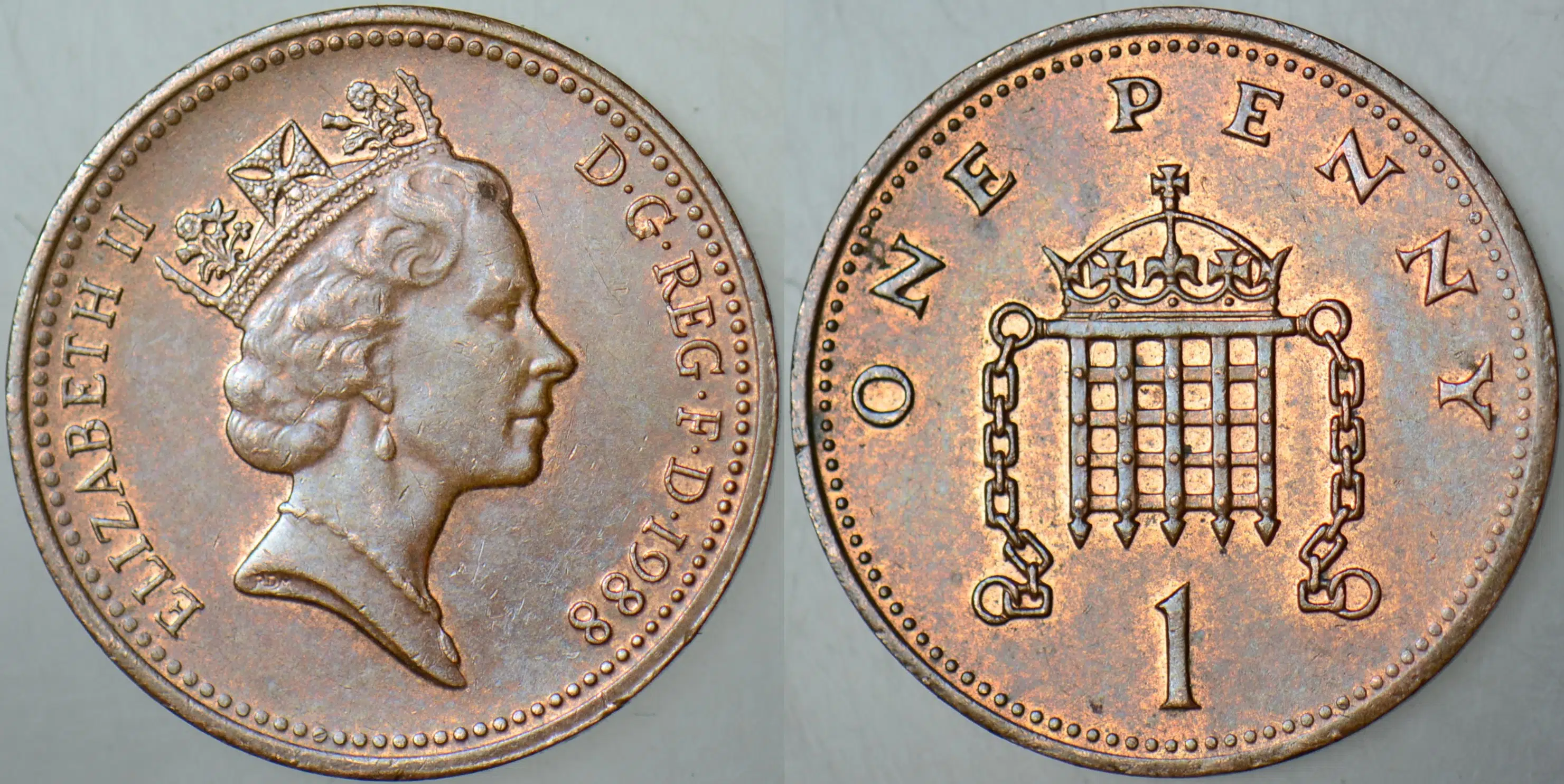 BİRLEŞİK KRALLIK 1 PENNY 1988 İNGİLTERE. KRALİÇE II. ELİZABETH. 20.3 mm