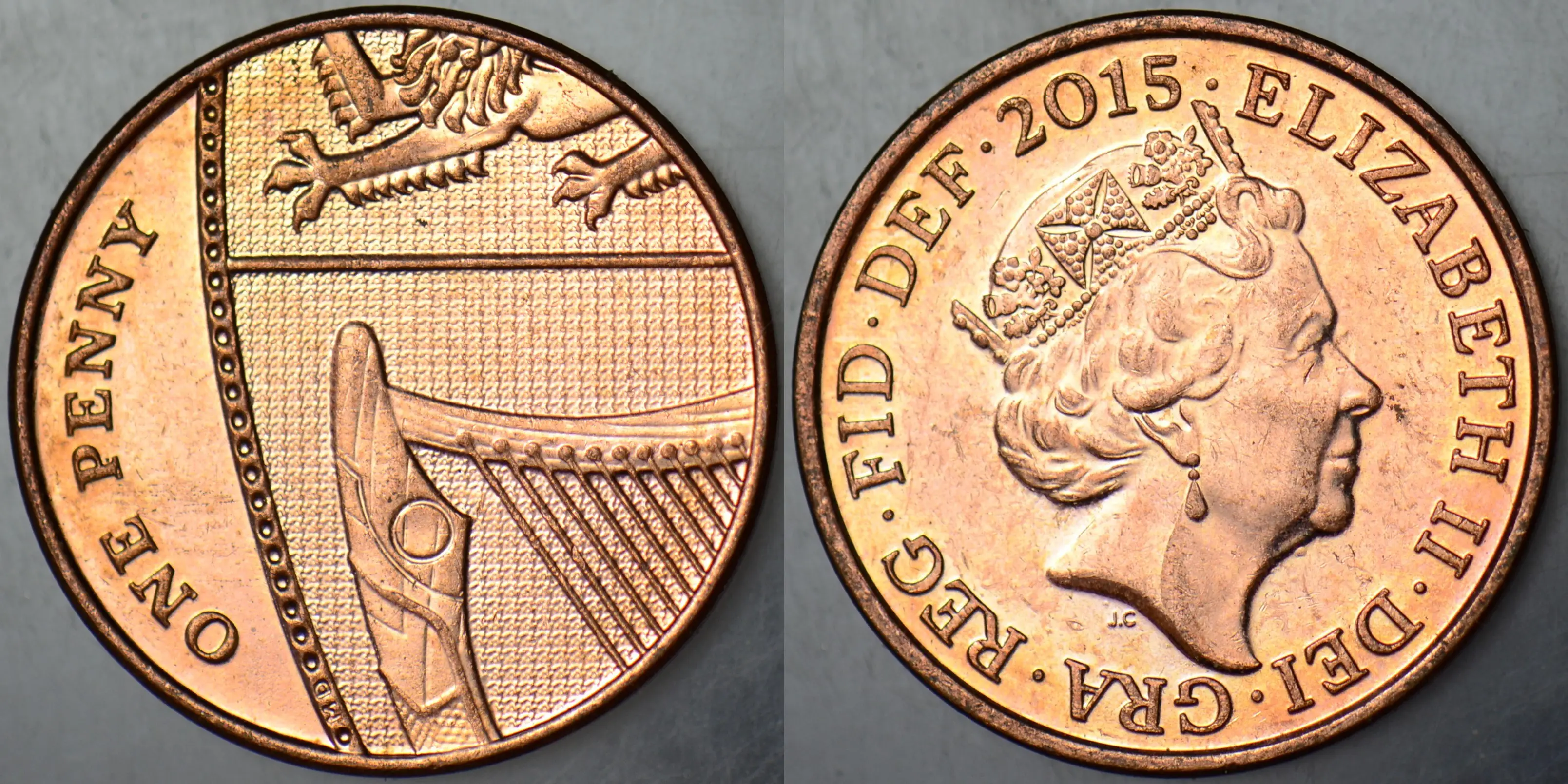 BİRLEŞİK KRALLIK 1 PENNY 2015 KRALİÇE II. ELİZABETH - İNGİLTERE 20.3 mm ÇİLALTI.2