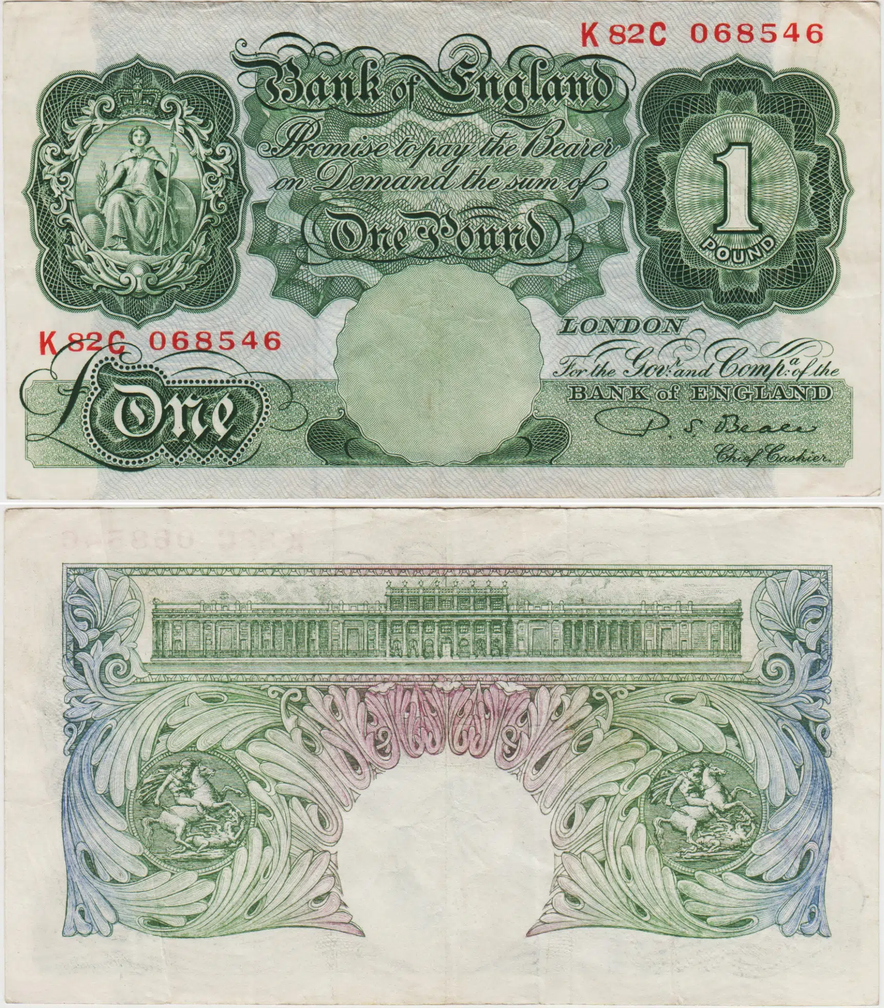 BİRLEŞİK KRALLIK 1 POUND 1949-1955 pick 369b. ÇOK ÇOK TEMİZ(-) KONDİSYON.