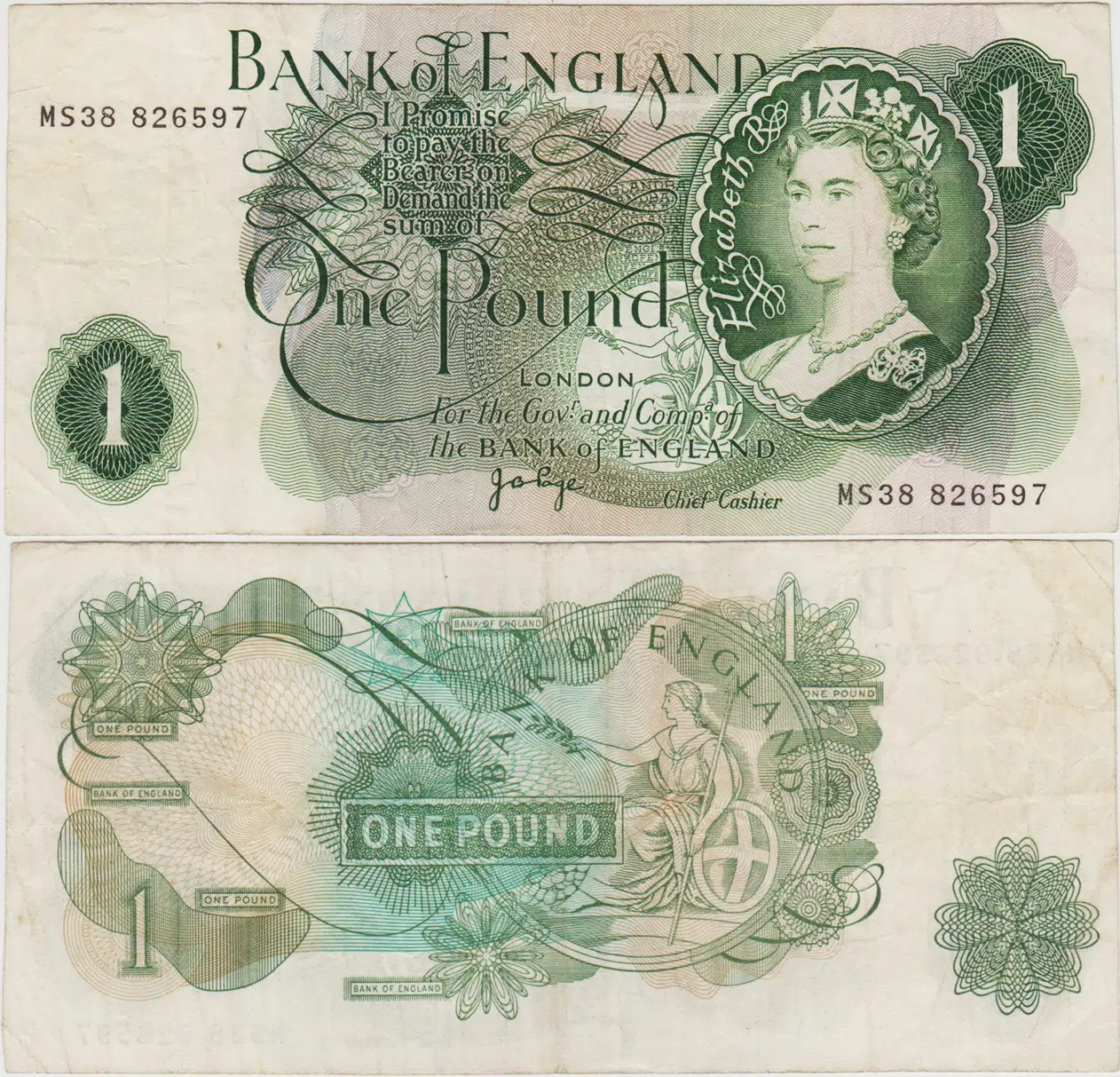 BİRLEŞİK KRALLIK 1 POUND 1970-1978 pick 374g MS38 REPLACEMENT. KRALİÇE II. ELİZABETH. ÇOK ÇOK TEMİZ(-)