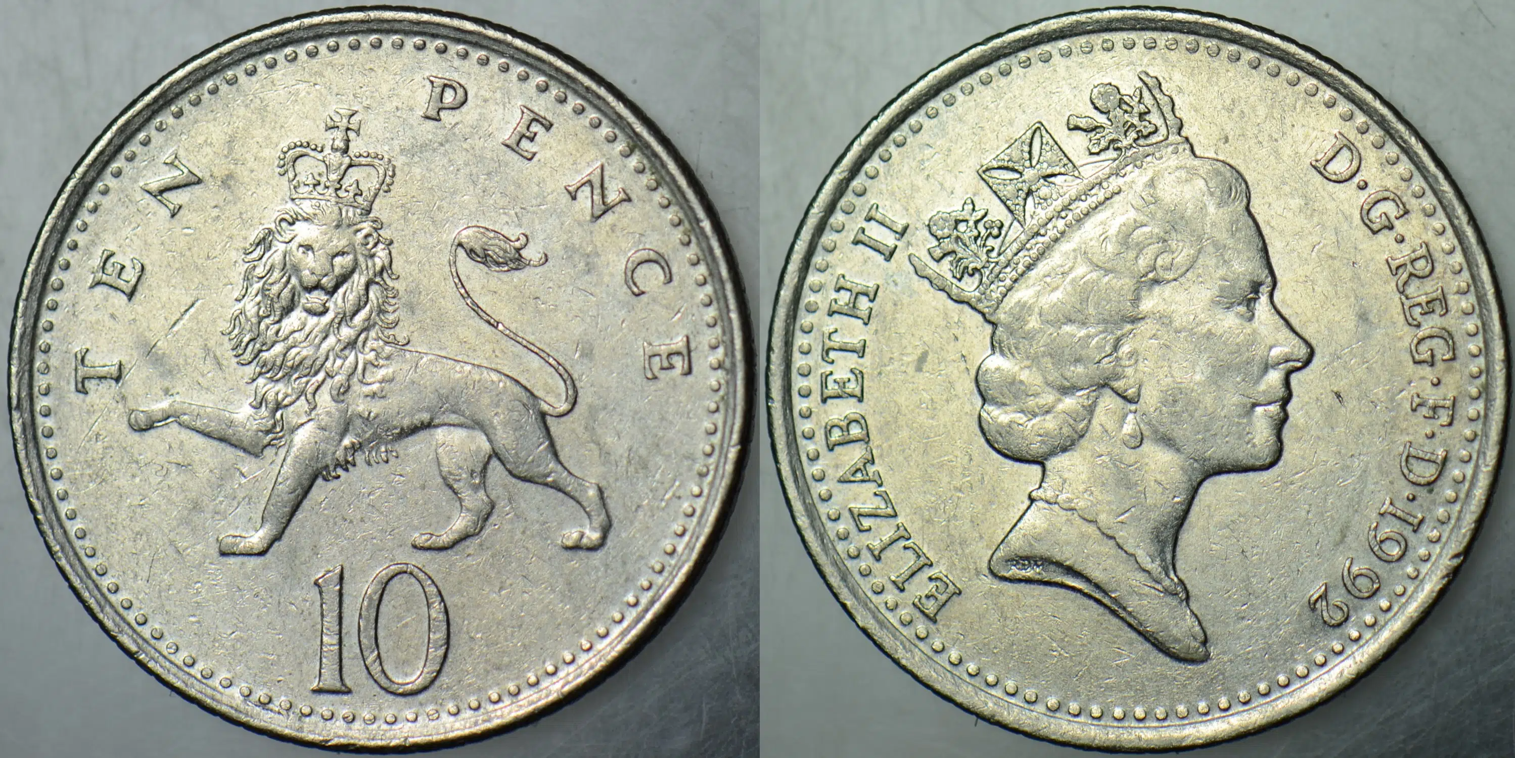 BİRLEŞİK KRALLIK 10 PENCE 1992. KRALİÇE II. ELİZABETH 24,5 mm. İNGİLTERE