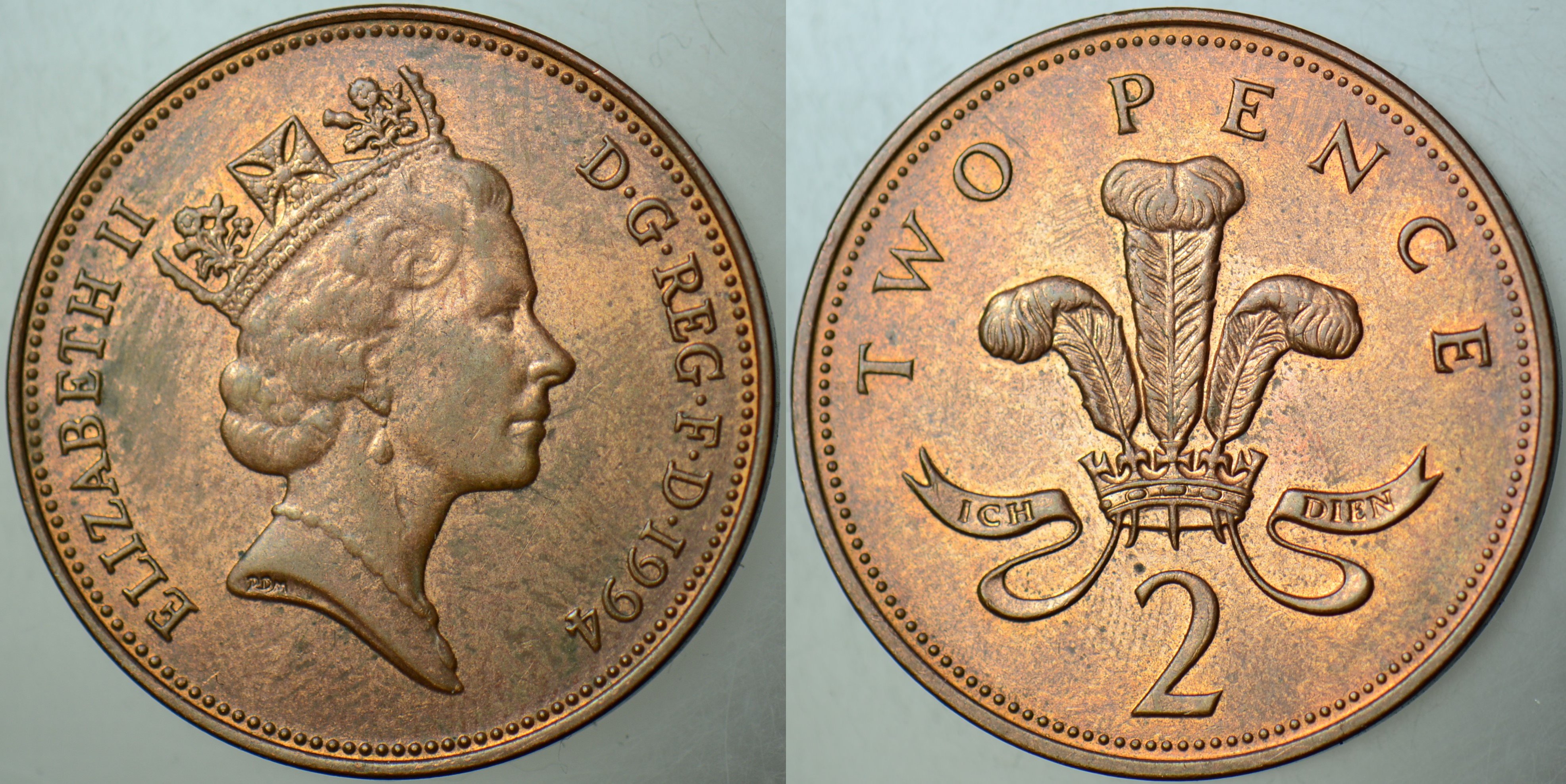BİRLEŞİK KRALLIK 2 PENCE 1994 KRALİÇE II. ELİZABETH. 25,9 mm İNGİLTERE.