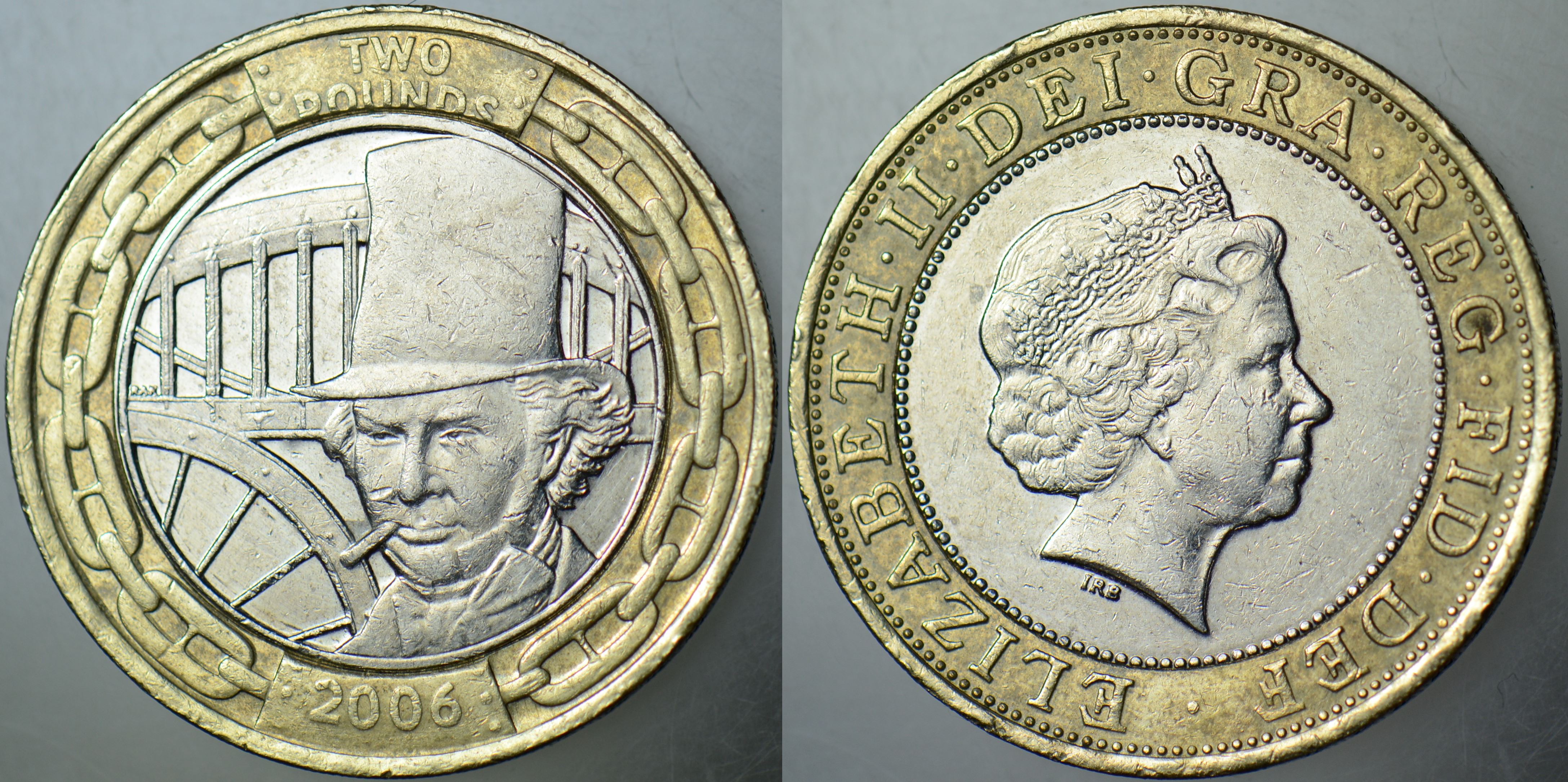 BİRLEŞİK KRALLIK 2 POUND 2006 SİRKÜLASYON HATIRA km 1060. İSAMBARD K. BRUNEL. İNGİLTERE