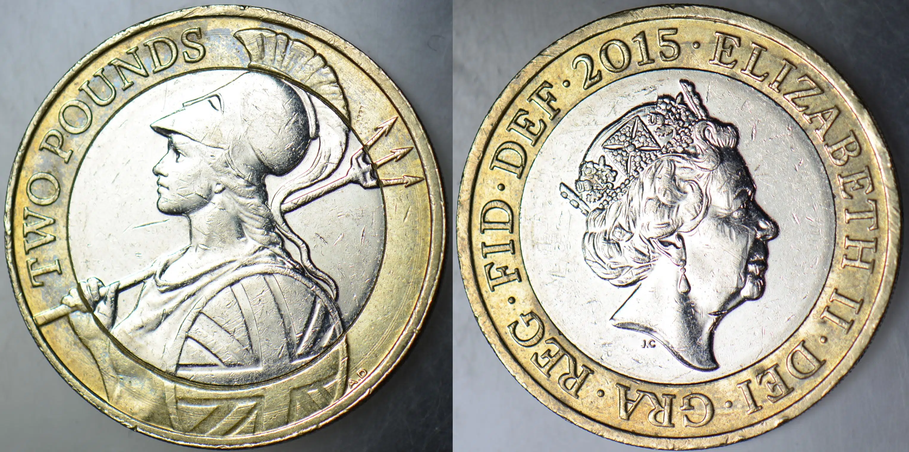 BİRLEŞİK KRALLIK 2 POUND 2015 AZ ÇIKAN TARİH. İNGİLTERE BİMETAL.