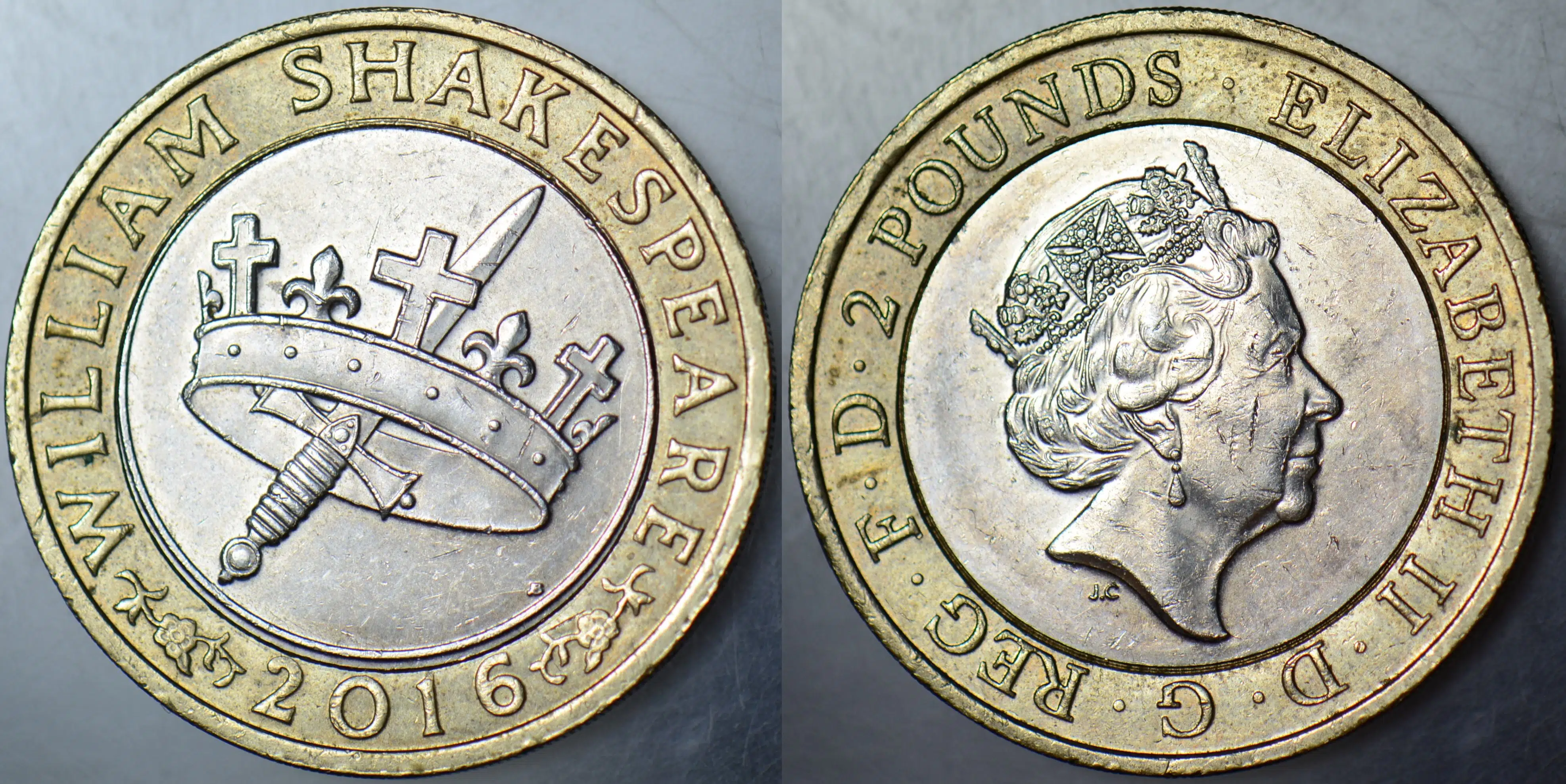 BİRLEŞİK KRALLIK 2 POUND 2016 HATIRA-SHAKESPEARE'İN ÖLÜMÜNÜN 400. YILI. II. ELİZABETH. İNGİLTERE