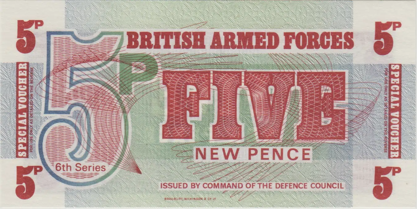 BİRLEŞİK KRALLIK 5 PENCE 1972 İNGİLTERE. SİLAHLI KUVVETLER KULLANIMI İÇİN. ÇİL.