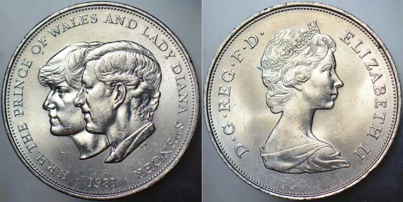 BİRLEŞİK KRALLIK 25 PENCE 1981 PRENS CHARLES-LADY DIANA EVLİLİĞİ. 38,6 mm. İNGİLTERE. ÇİL(-)