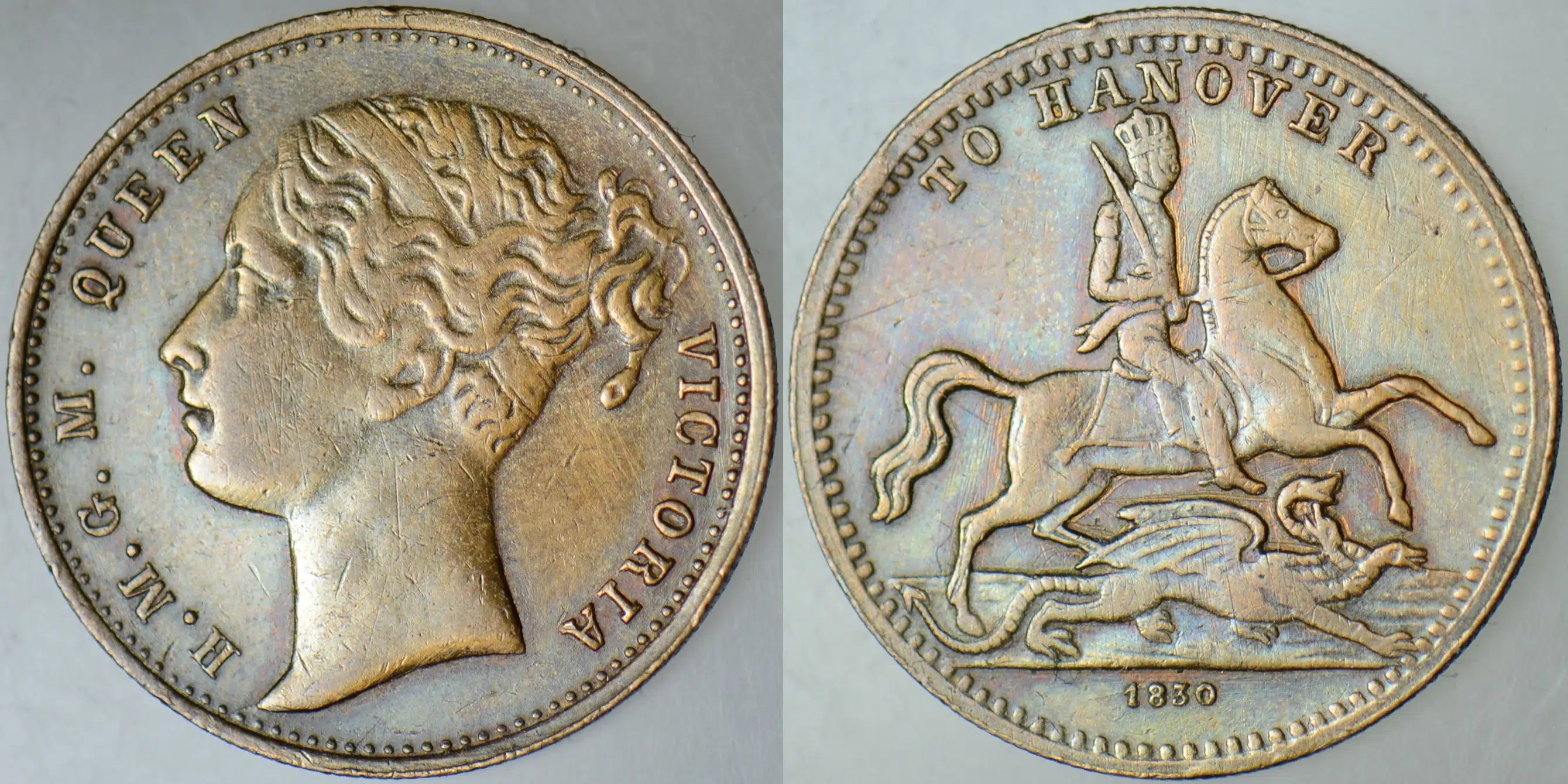 BİRLEŞİK KRALLIK JETON 1830 TO HANOVER. KRALİÇE VICTORIA 22 mm. AÇIKLAMAYI OKUYUNUZ.