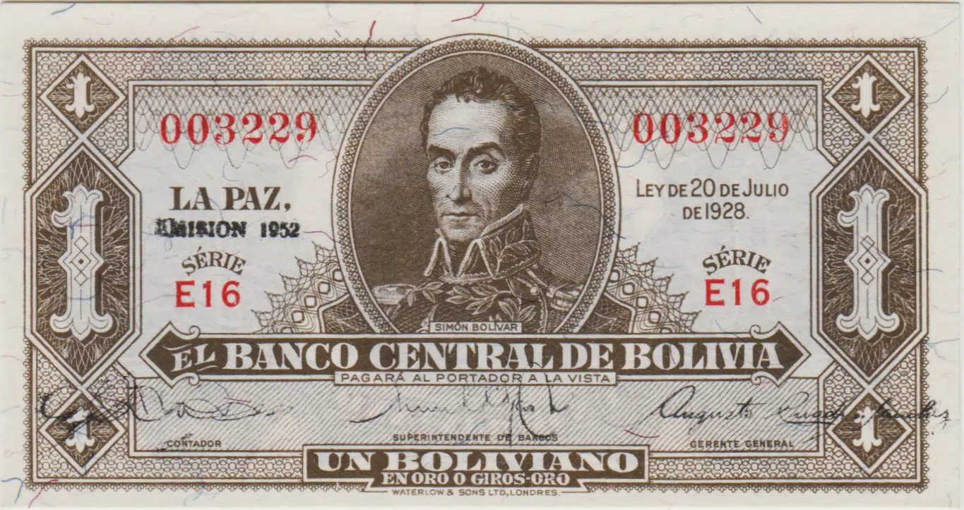 BOLİVYA 1 BOLİVİANO 1928 (1952) ÇİL.