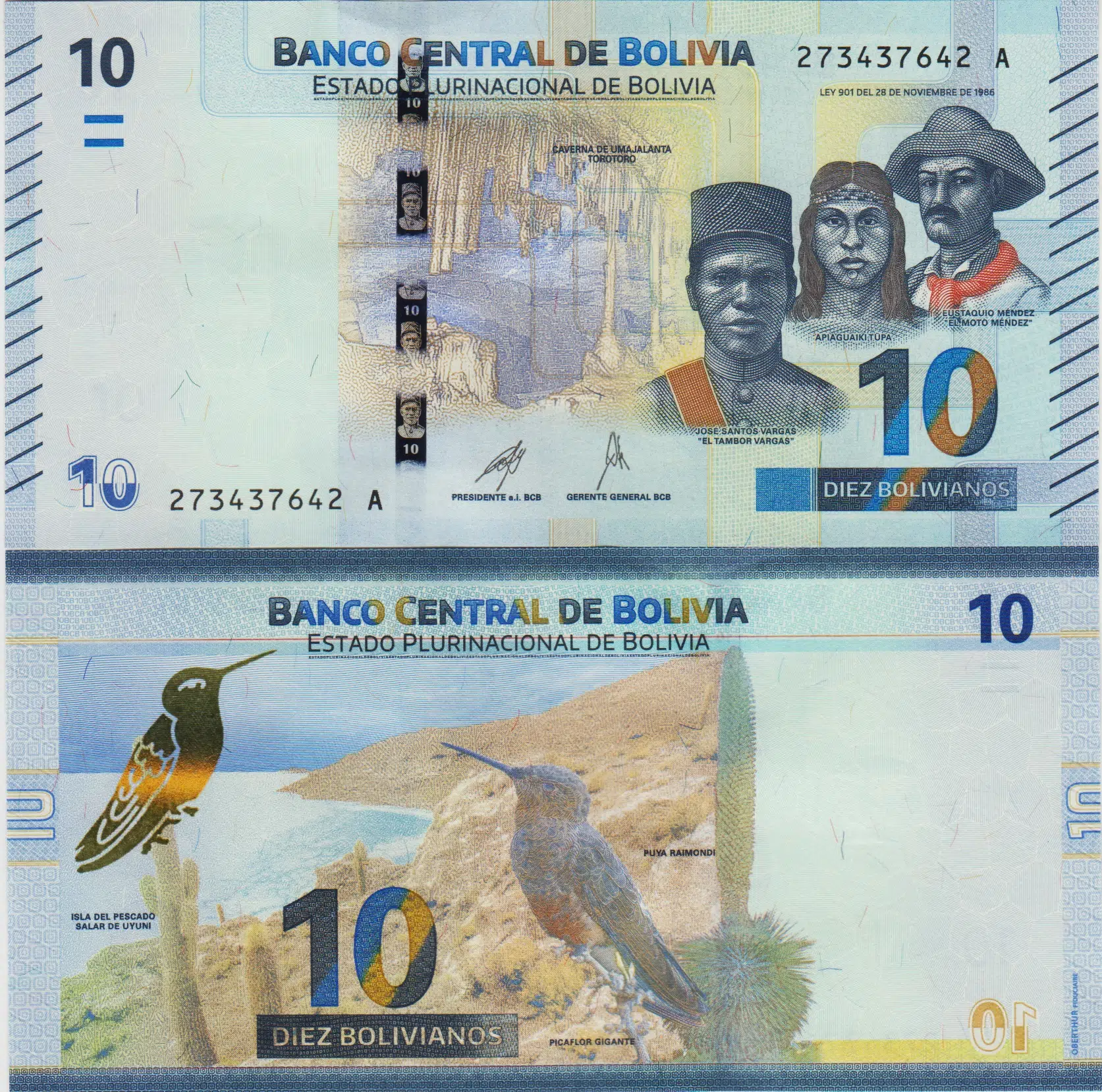 BOLİVYA 10 BALİVİANO 2024 DEV SİNEKKUŞU TEMALI. ÇİL KONDİSYON.