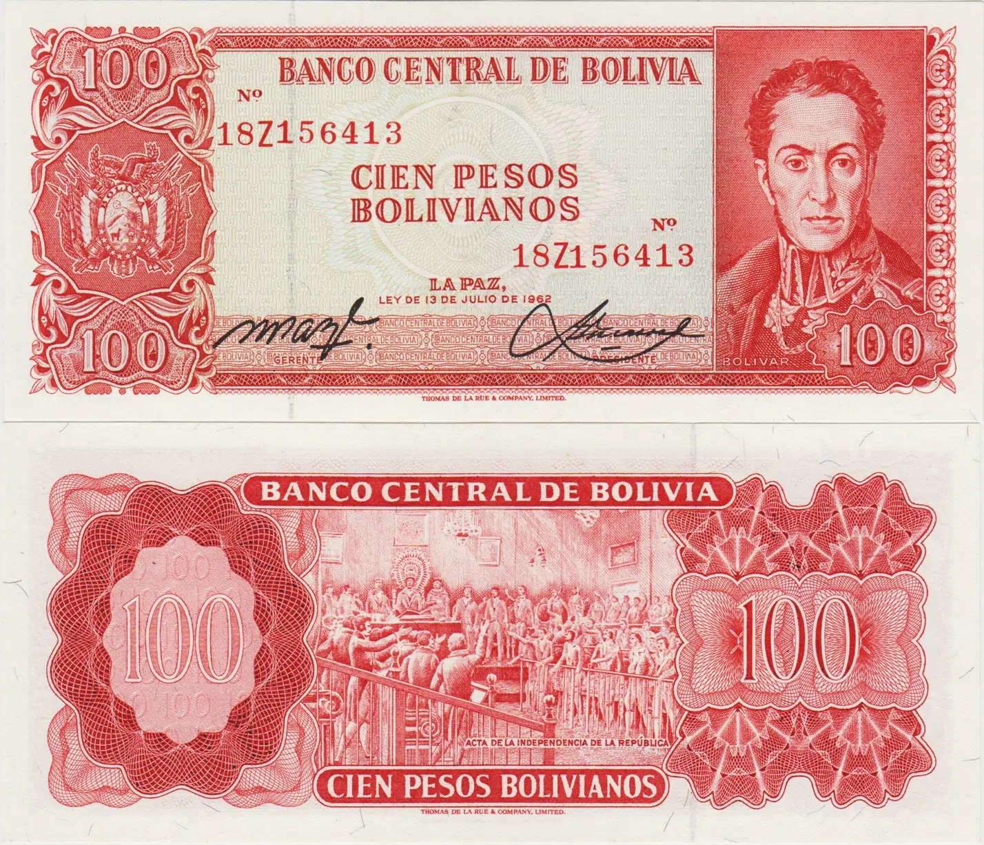 BOLİVYA 100 PESO 1962 (1982) ÇİL.