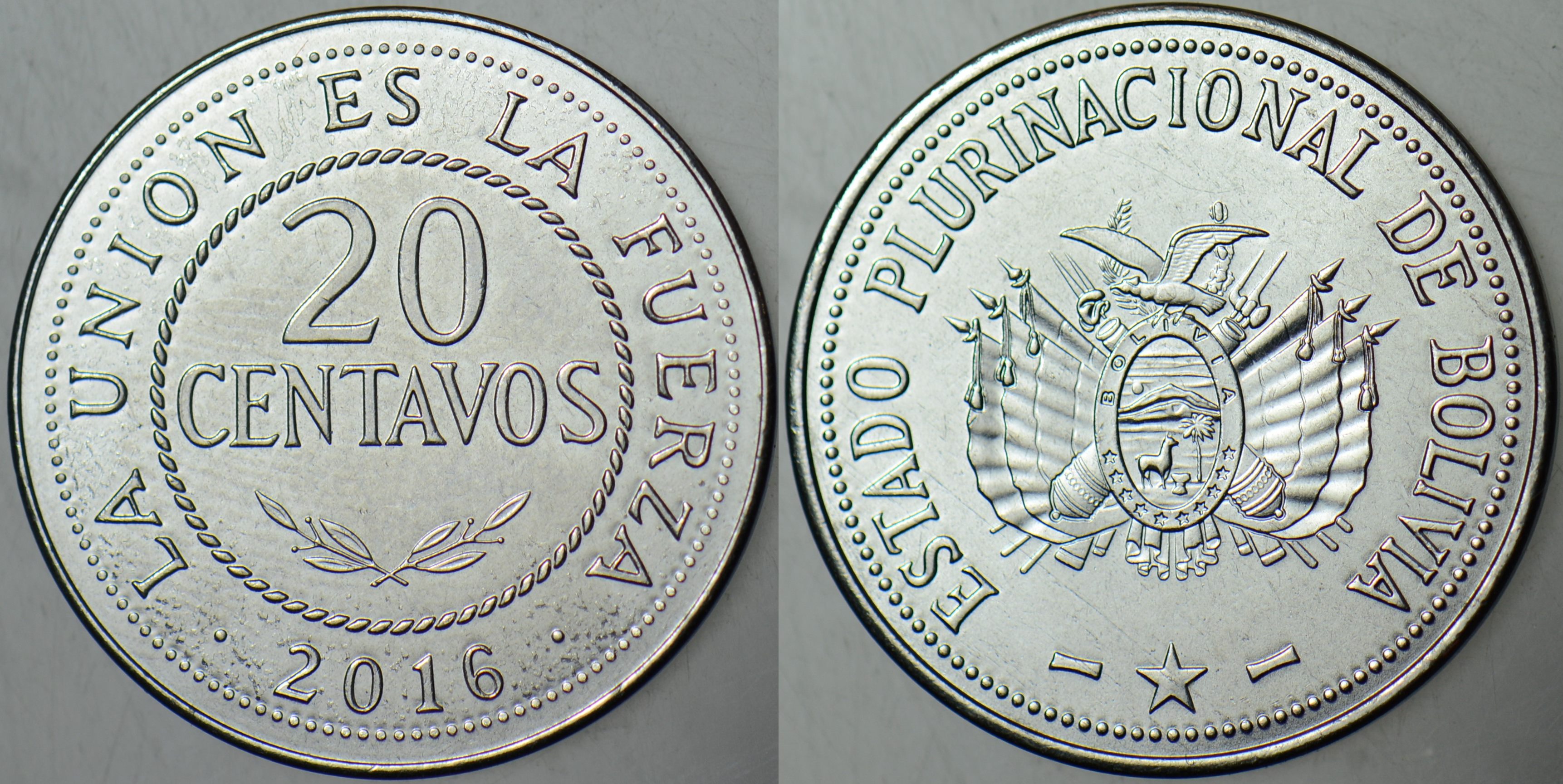 BOLİVYA 20 CENTAVOS 2016 ÇİL.