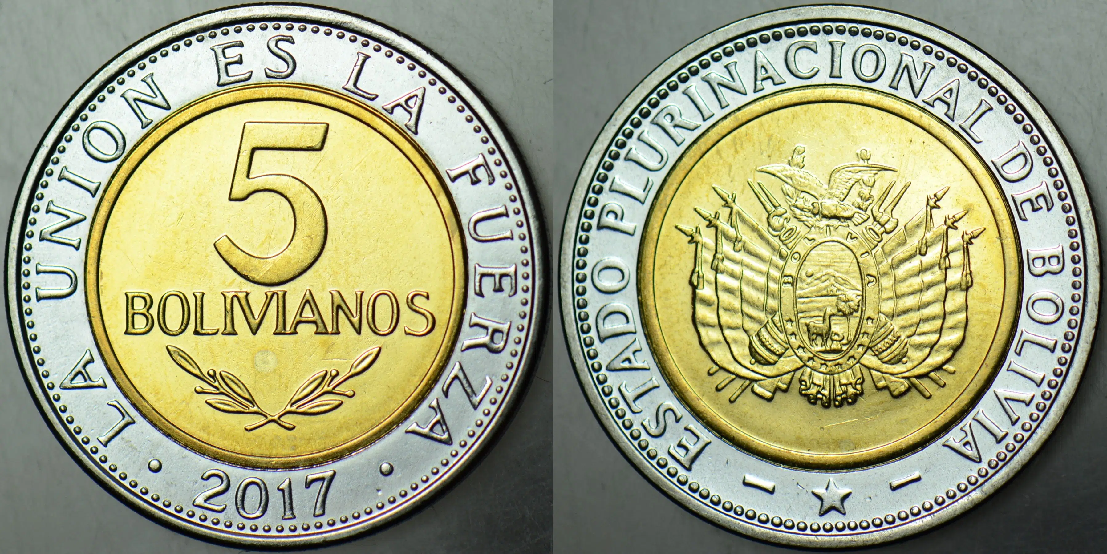BOLİVYA 5 BOLİVİANO 2017 BİMETAL ÇİL.