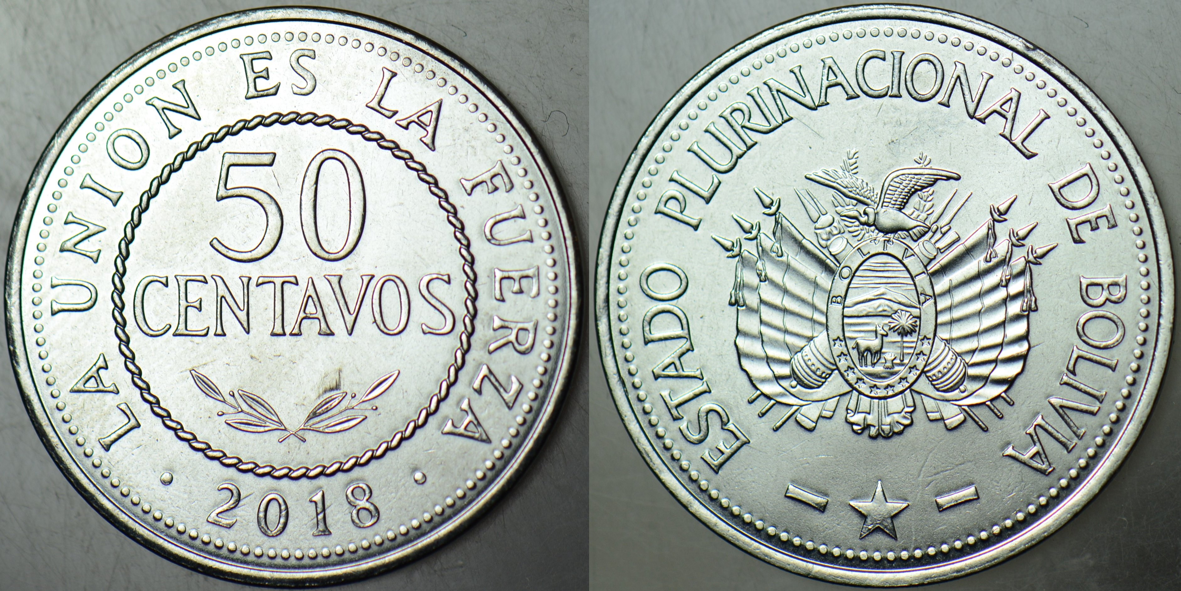 BOLİVYA 50 CENTAVOS 2018 ÇİL.
